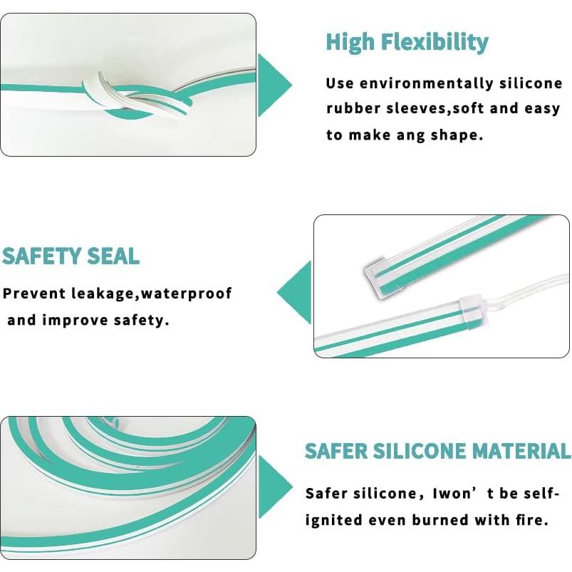 Tira LED Neon Flex Vasten 5m Azul Hielo 12V IP68 Cortable