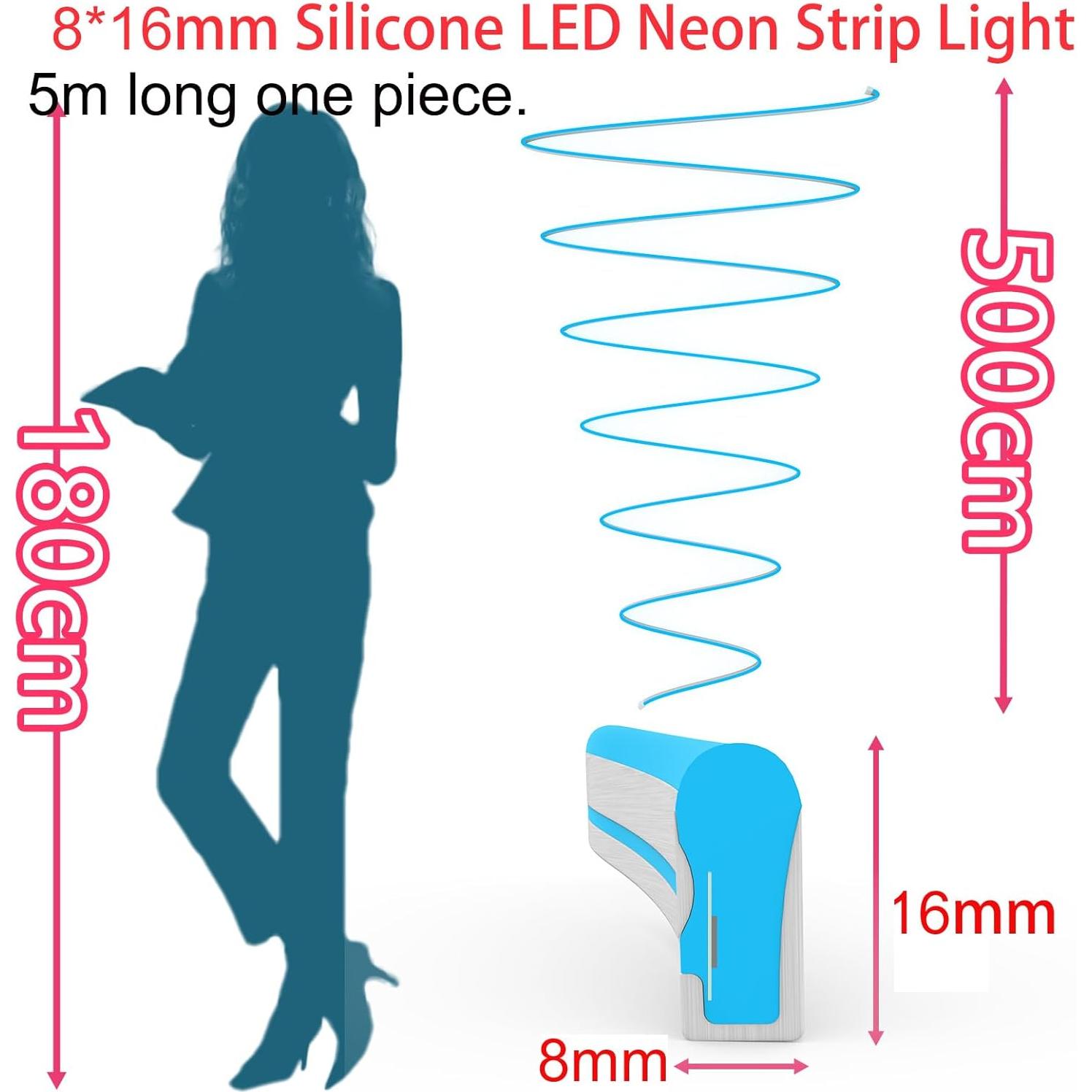 Tira LED Neon Flex Vasten 5m Azul Hielo 12V IP68 Cortable