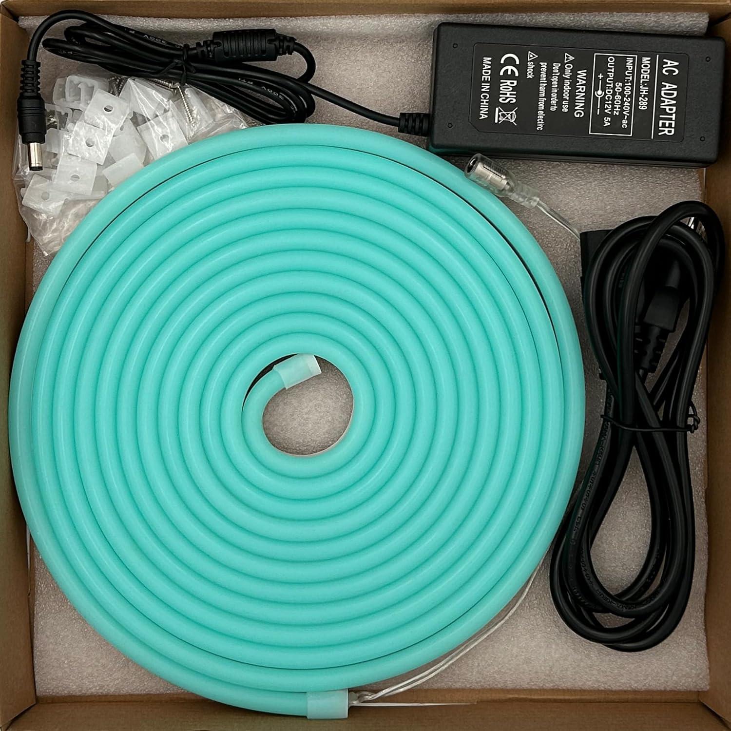 Tira LED Neon Flex Vasten 5m Azul Hielo 12V IP68 Cortable