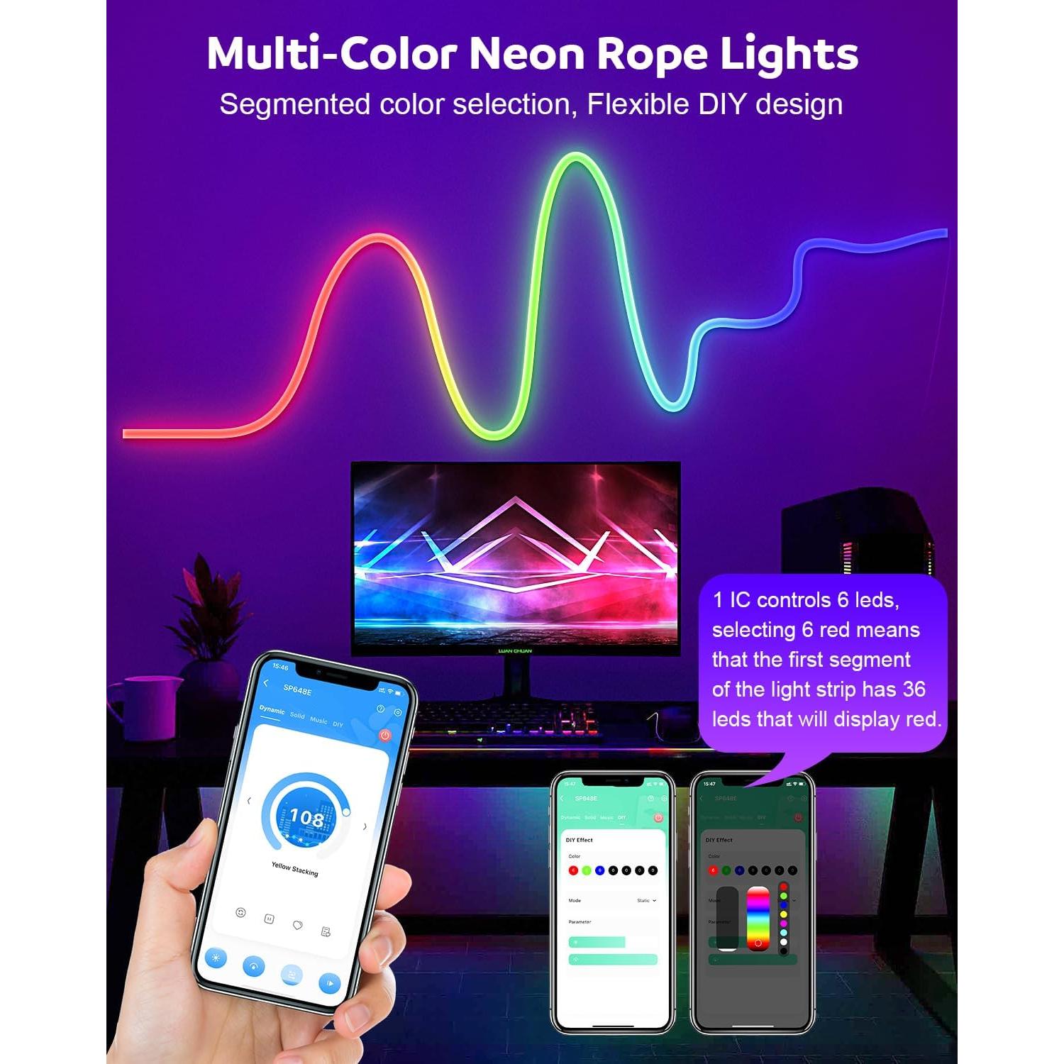 Tira de Neón LED Aclorol 15M RGB Impermeable 24V con APP