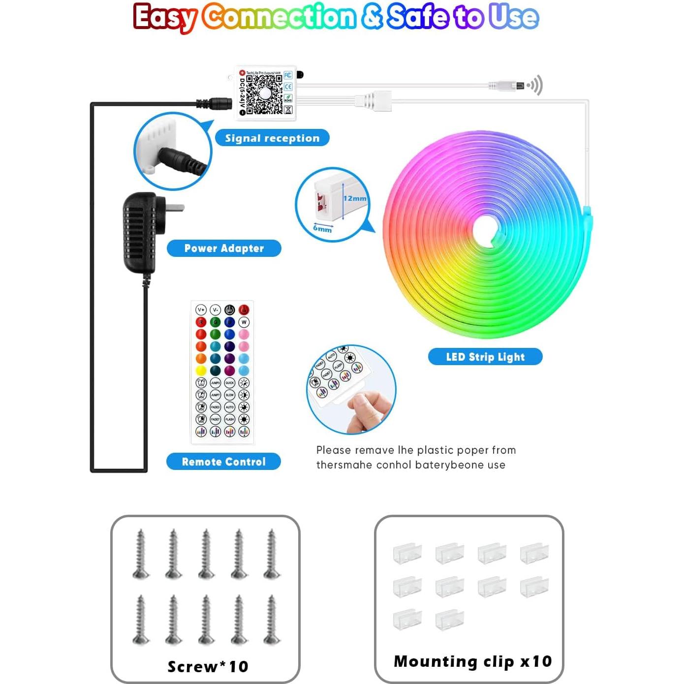 Tira LED de Neón KIKO 10m RGB Control Remoto APP IP67