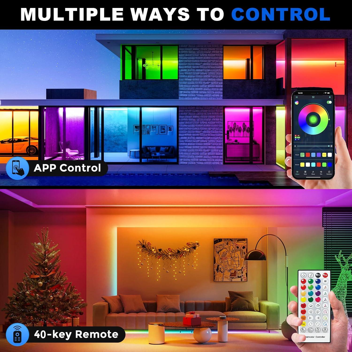 Tira LED de Neón 5m HRDJ, IP67, Control Remoto, Sincronización Música