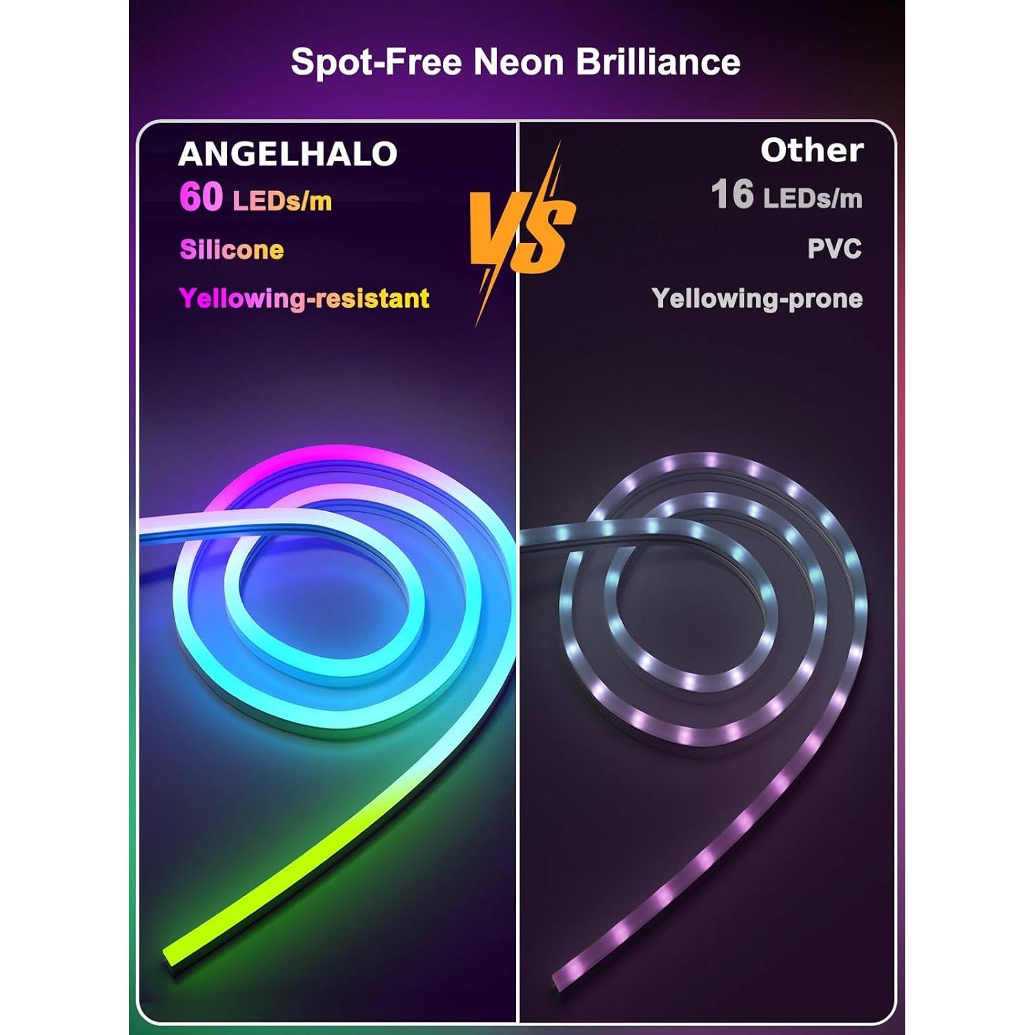 Luces de Neón LED 10m ANGELHALO IP65 Impermeables con Control