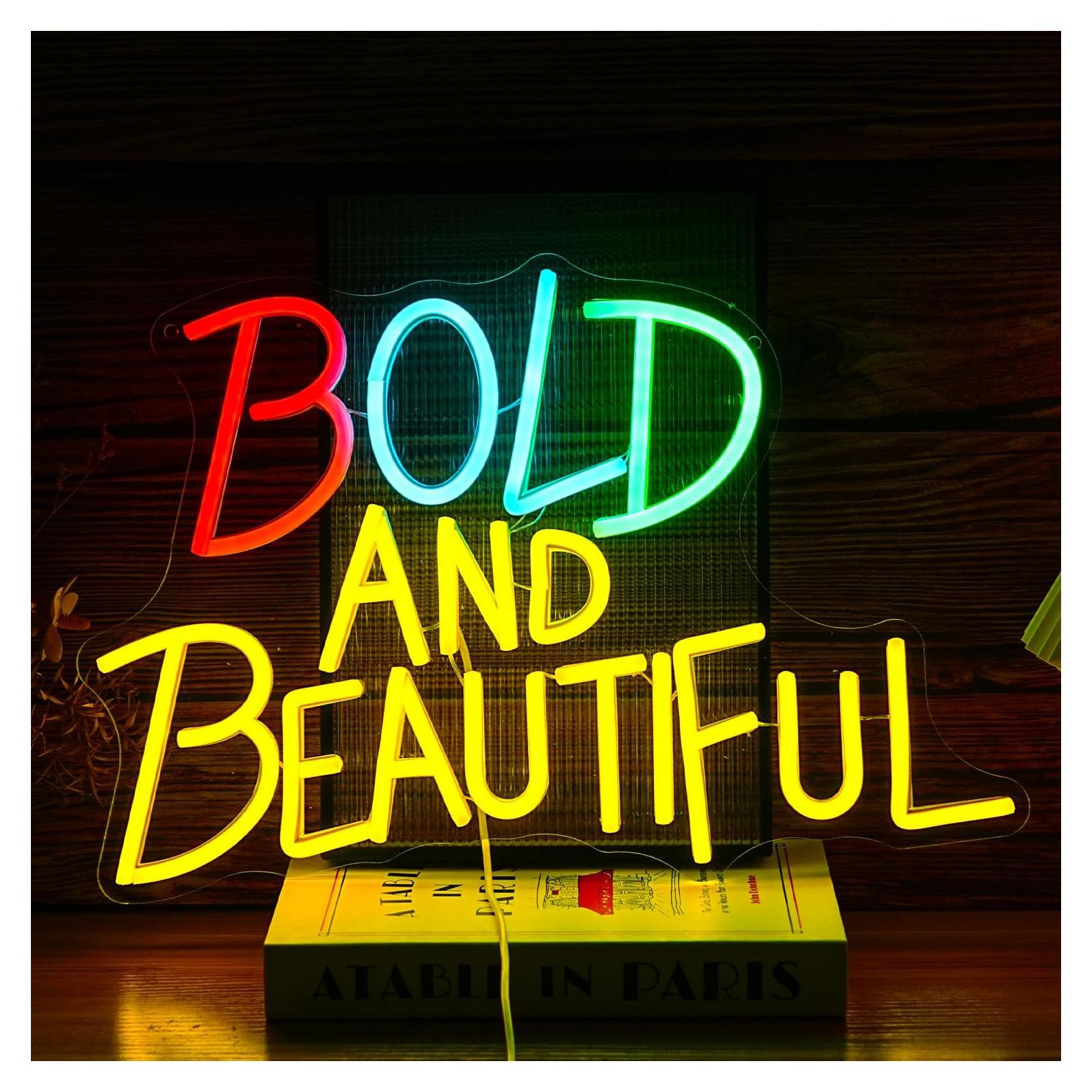 Letrero LED Neón Audaz y Hermoso 41.91x28.96cm USB Dimmable