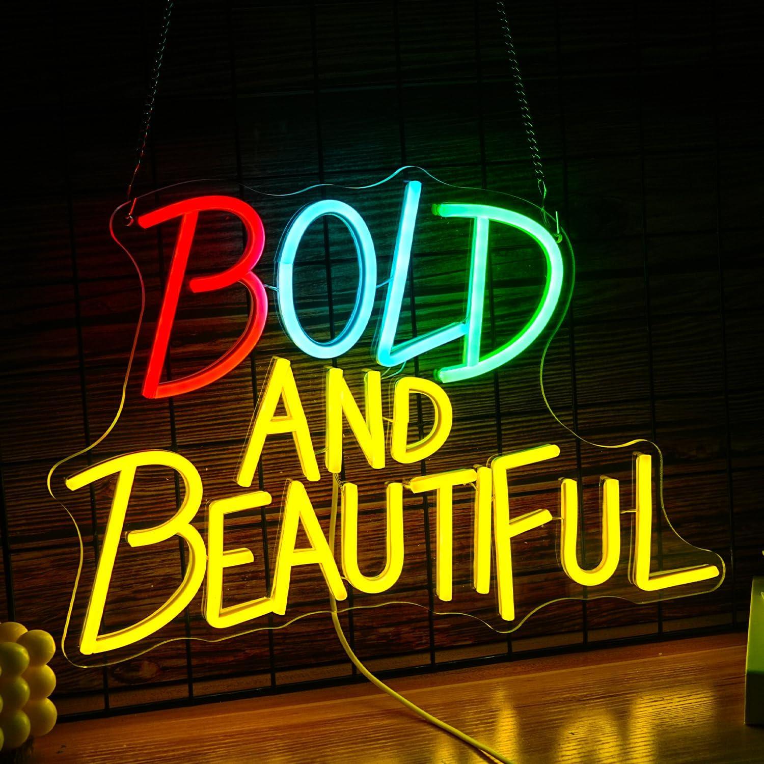 Letrero LED Neón Audaz y Hermoso 41.91x28.96cm USB Dimmable