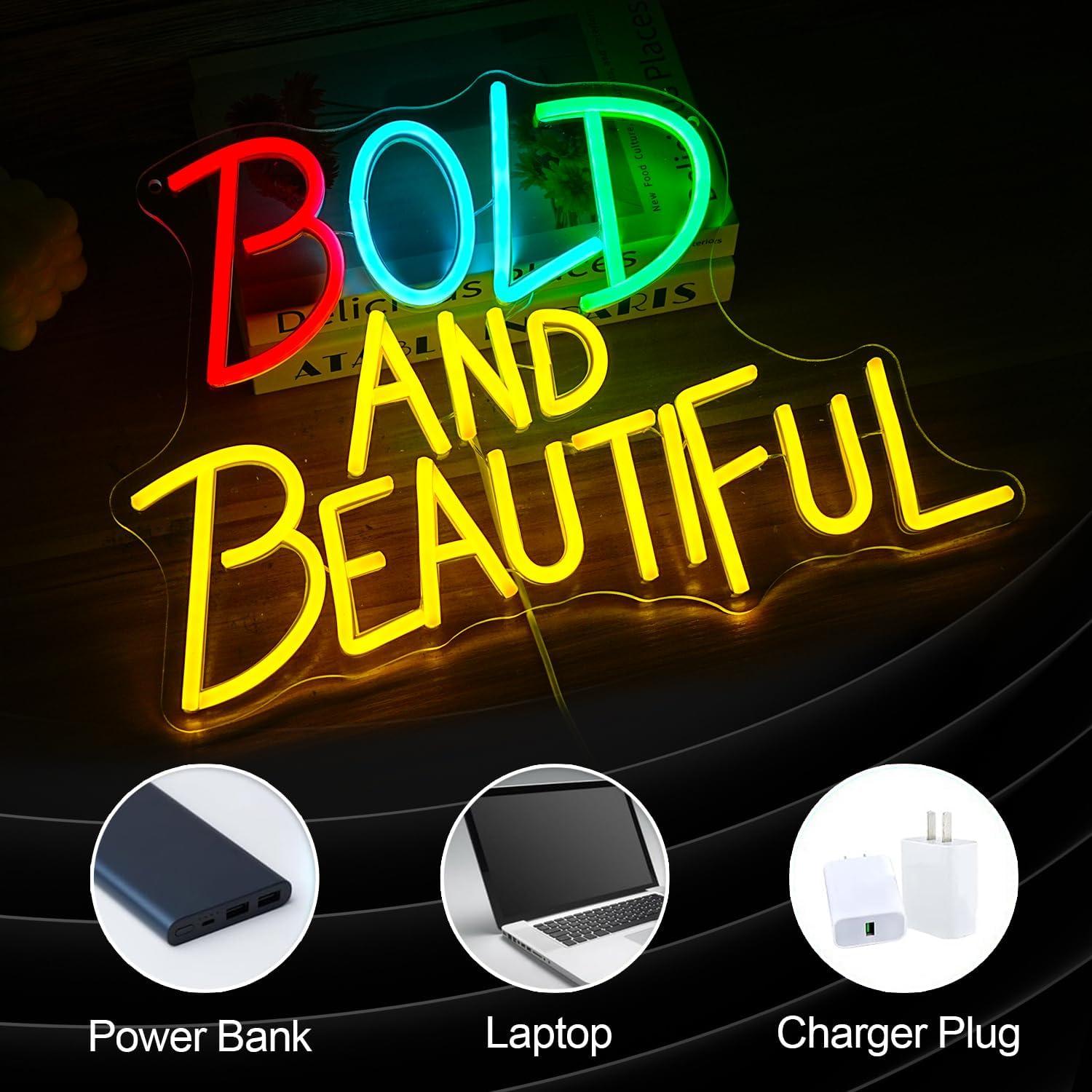 Letrero LED Neón Audaz y Hermoso 41.91x28.96cm USB Dimmable