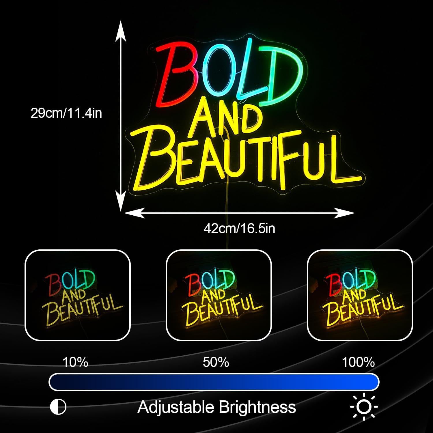 Letrero LED Neón Audaz y Hermoso 41.91x28.96cm USB Dimmable