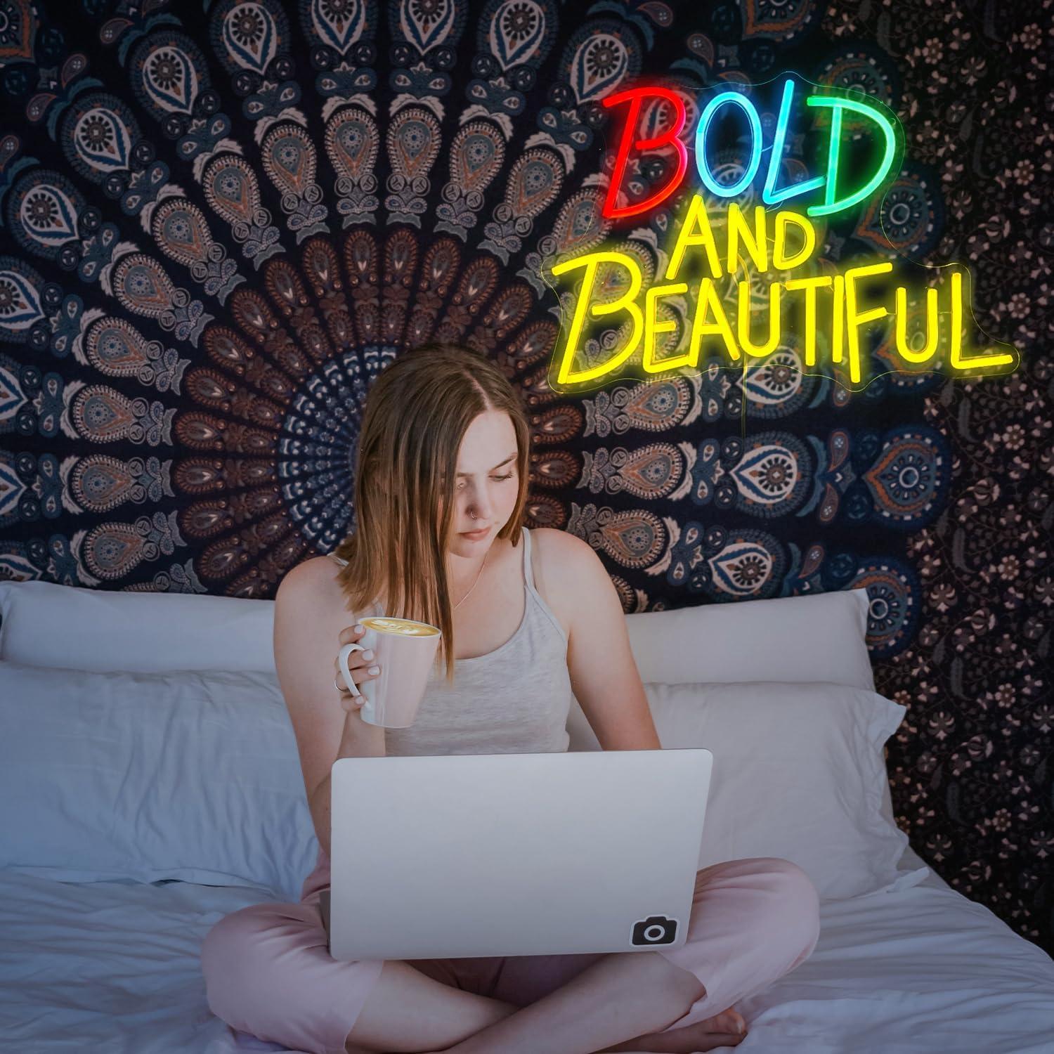 Letrero LED Neón Audaz y Hermoso 41.91x28.96cm USB Dimmable