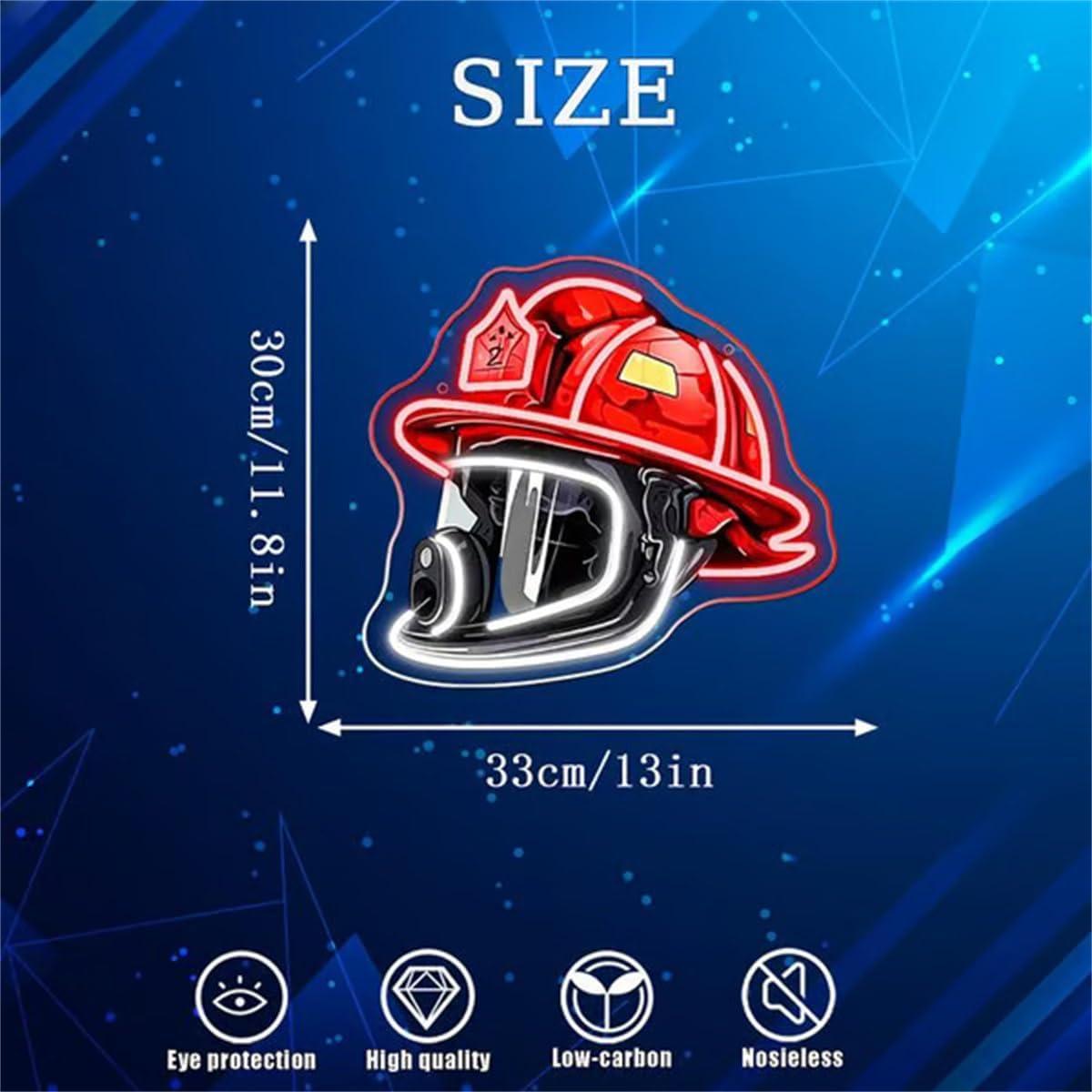 Firefighter Helmet Neon Sign,LED Neon USB Powered Neons Sign,Fire Station Helmet Neons Signs Light,Fire Department Wall Decor Mood Lights for Firefighters & Husband Gift