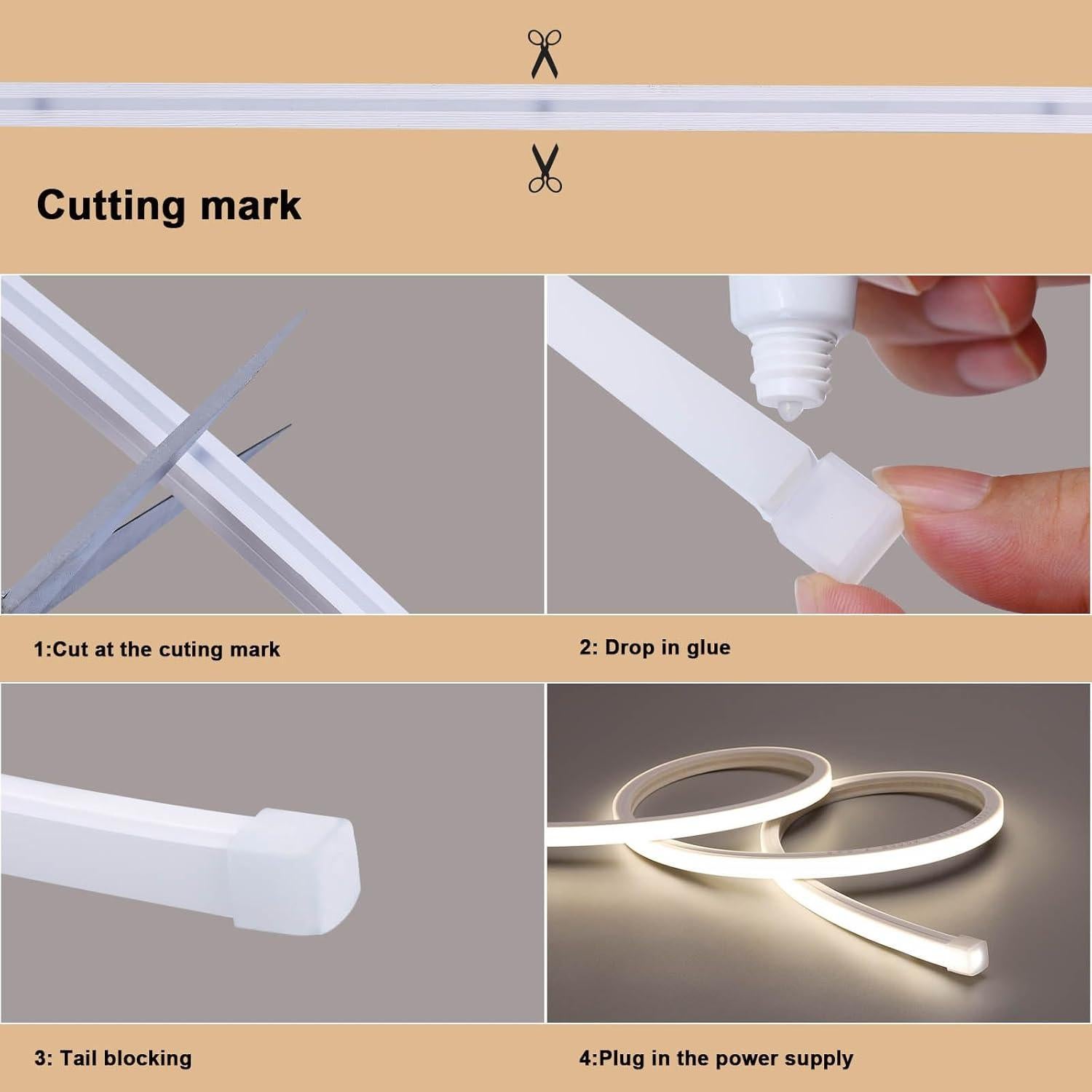 Tira LED Neón 10M ZHONG YI 3000K Blanco Cálido Impermeable