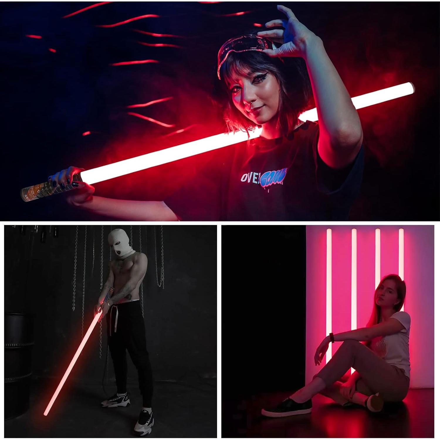 2 Pack 4ft Portable Battery Powered Tube Light 120cm Handheld LED Tube Lights with Tripods, 500 Vivid Effects, for DJ Lighting, Dance Club and Photography, Light Painting, YouTube, Night Bar, Party