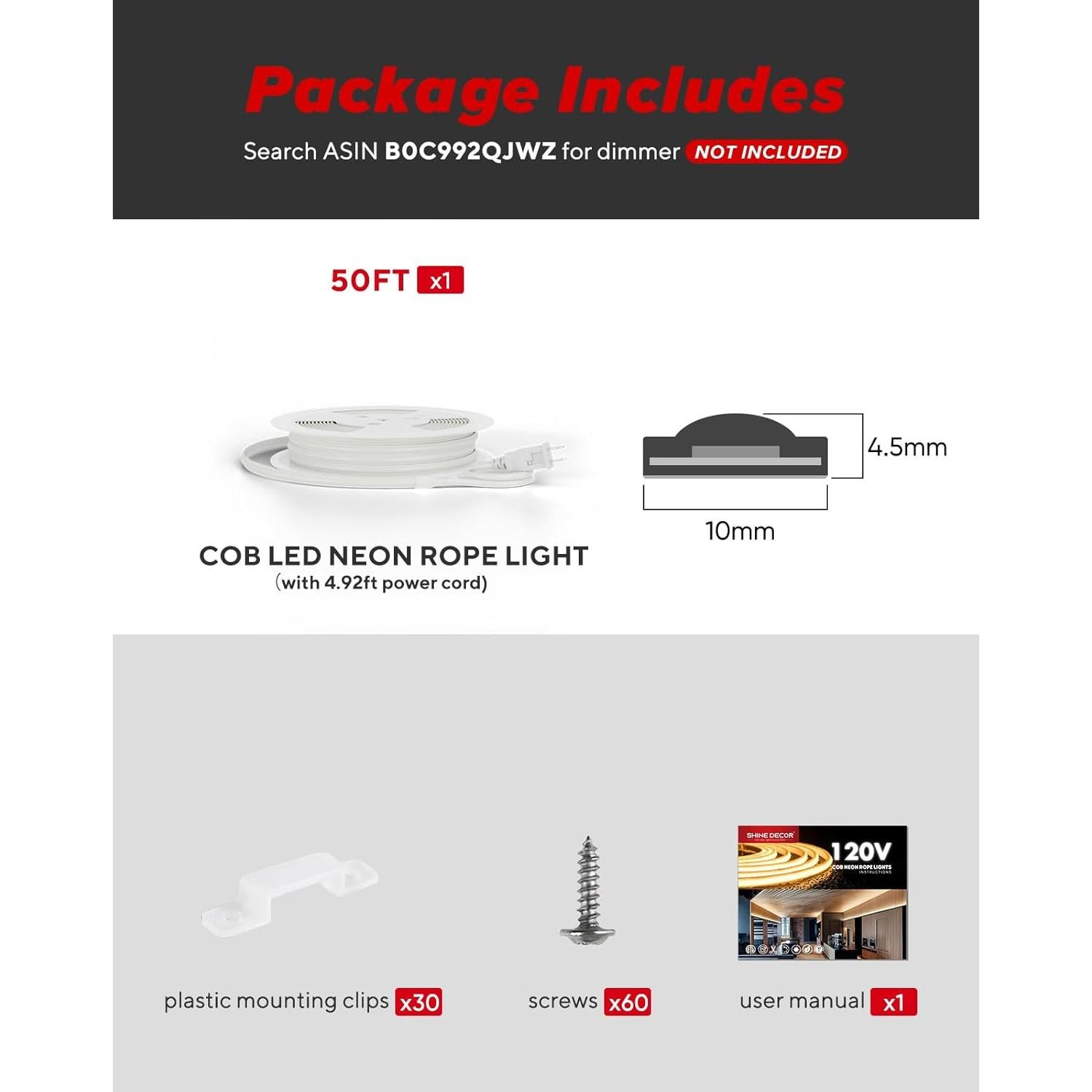 Luz de Cuerda LED COB Shine Decor 15m 800lm IP65 2800K