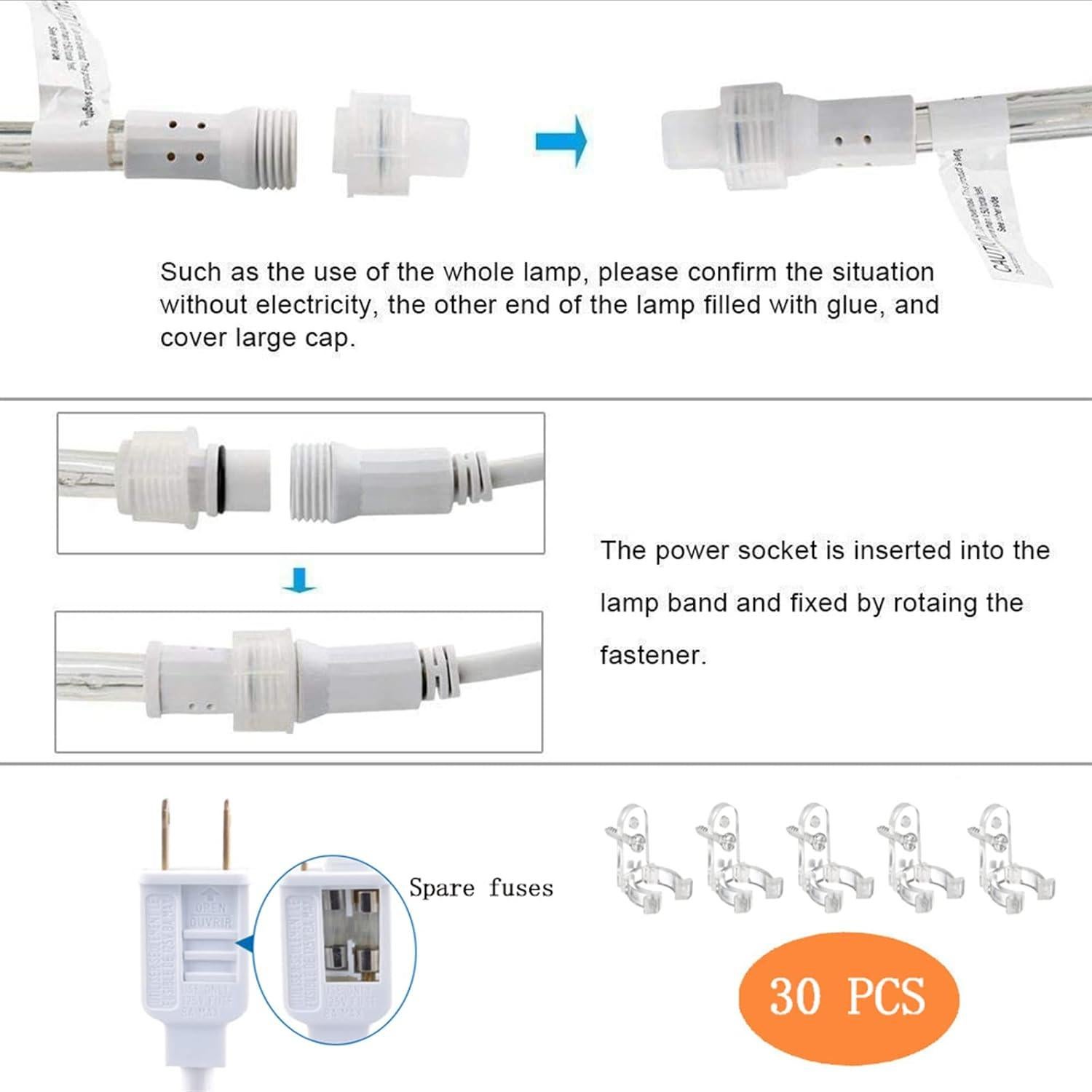 Luces de Cuerda LED Jnaurb 30.48m Multicolor Impermeables