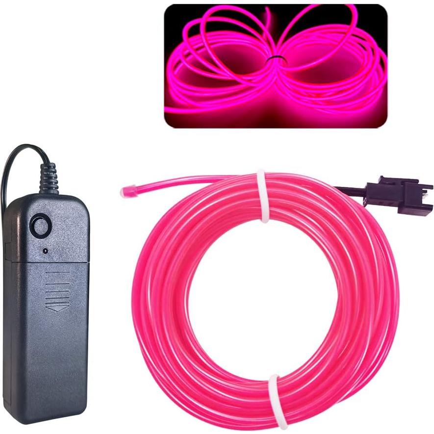 Cable EL Neón Rosa 5m MaxLax - Tira de Luz Portátil LED