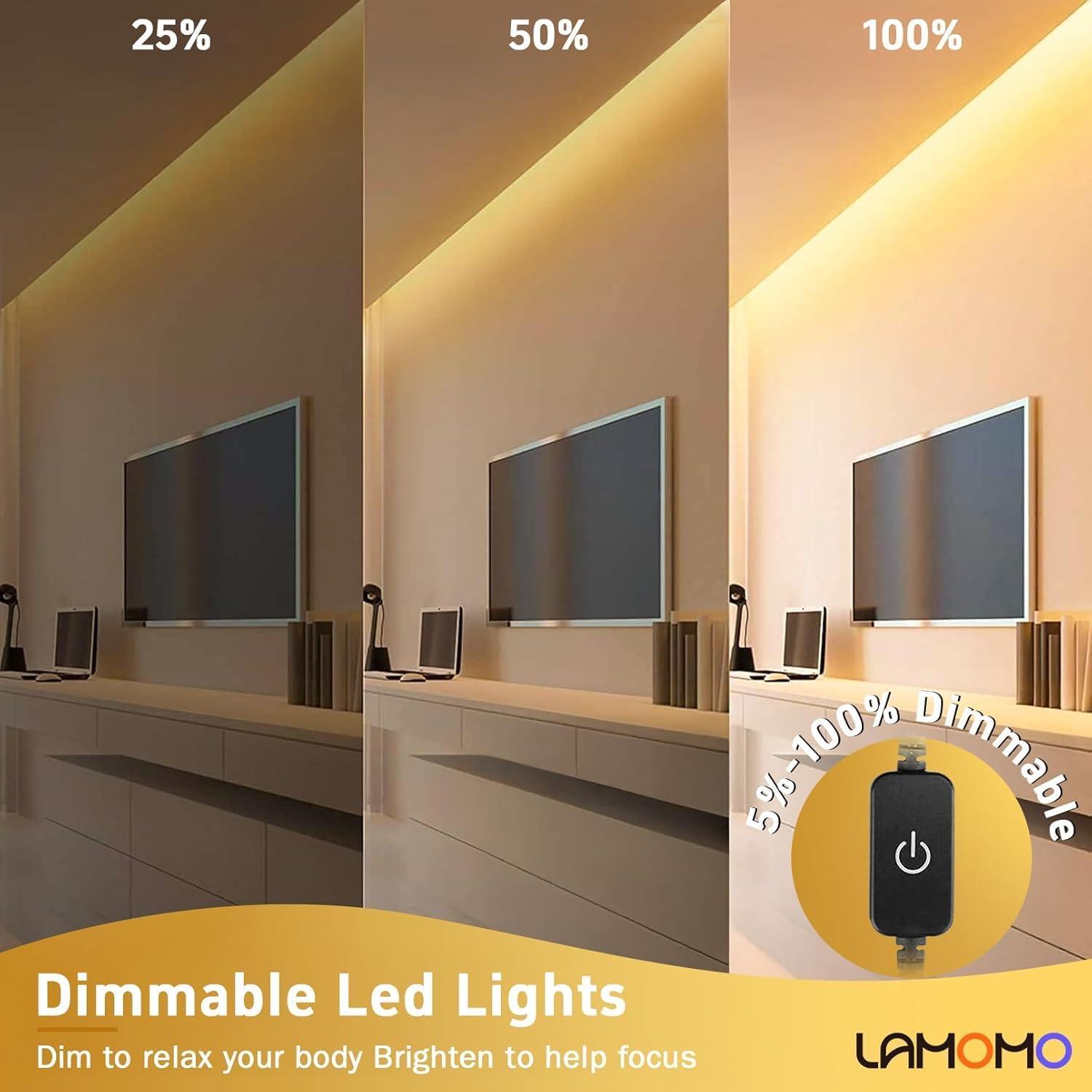 Tira LED Neón Lamomo 20m 3000K Cálido Blanco Regulable IP65