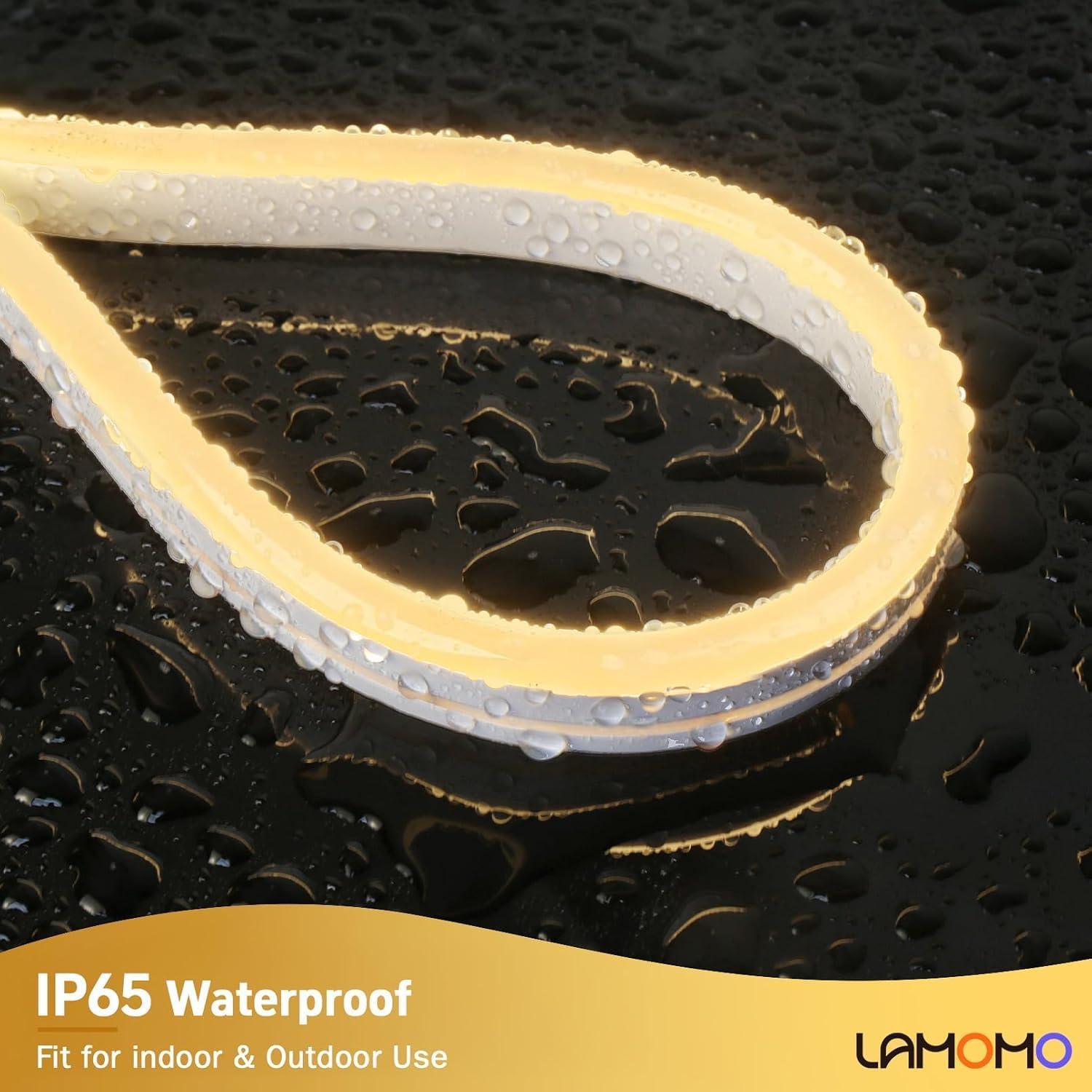 Tira LED Neón Lamomo 20m 3000K Cálido Blanco Regulable IP65