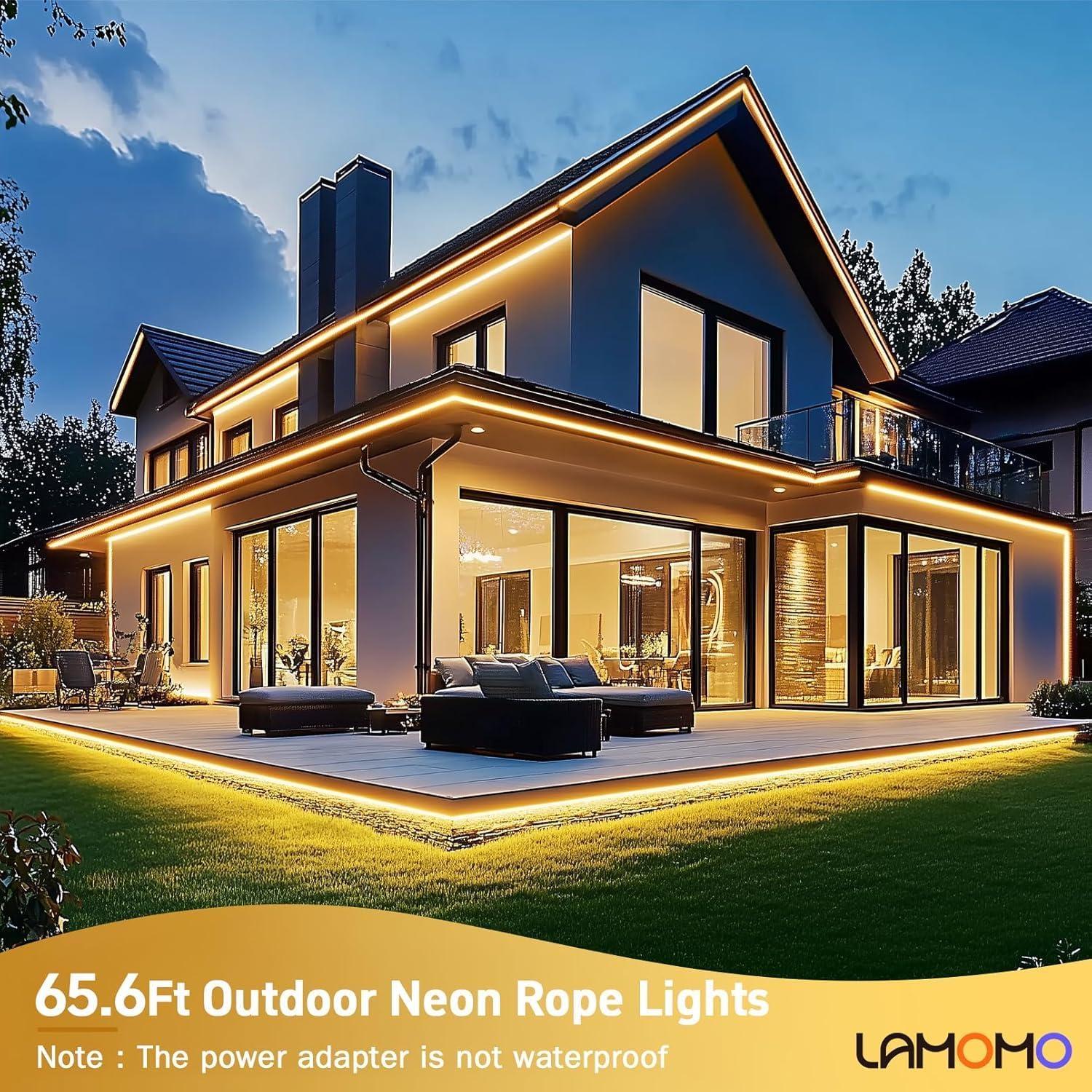 Tira LED Neón Lamomo 20m 3000K Cálido Blanco Regulable IP65