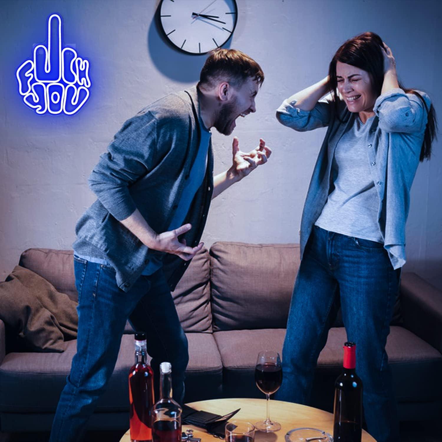 Letrero Neón LED Azul FAXFSIGN Mano 40x30 cm Decoración