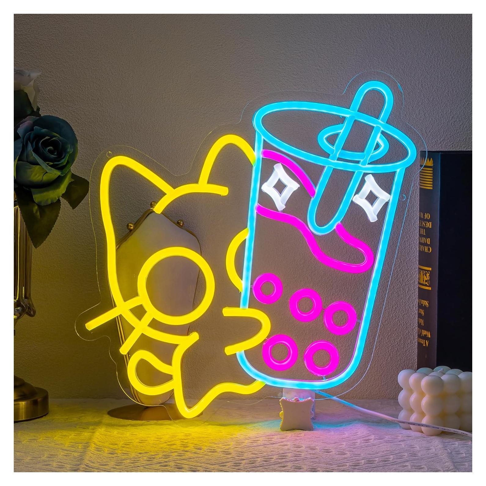 Cartel de Neón Gato SUYUZUR 38x33 cm LED Decoración Pared