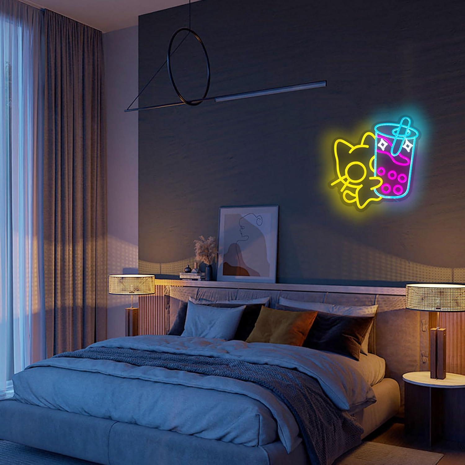 Cartel de Neón Gato SUYUZUR 38x33 cm LED Decoración Pared