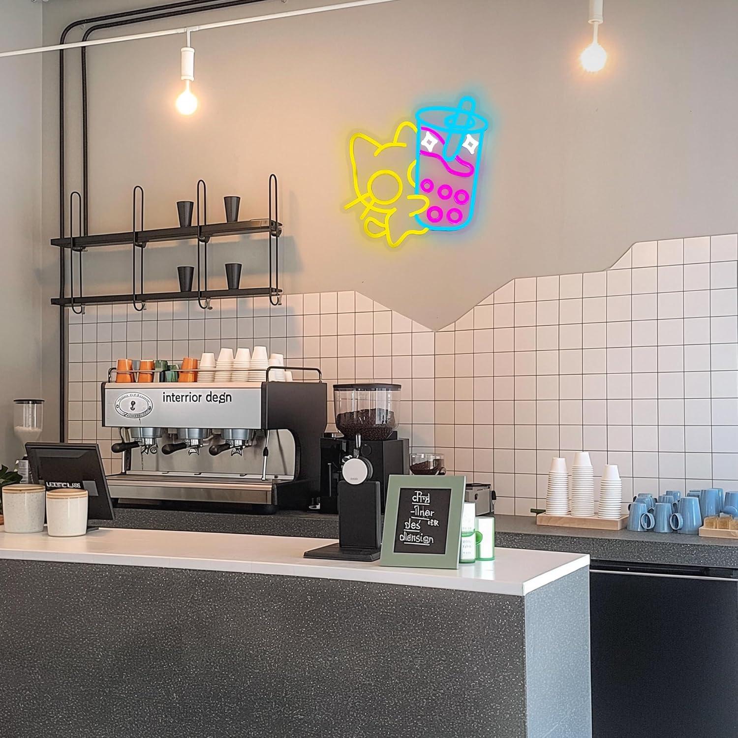 Cartel de Neón Gato SUYUZUR 38x33 cm LED Decoración Pared