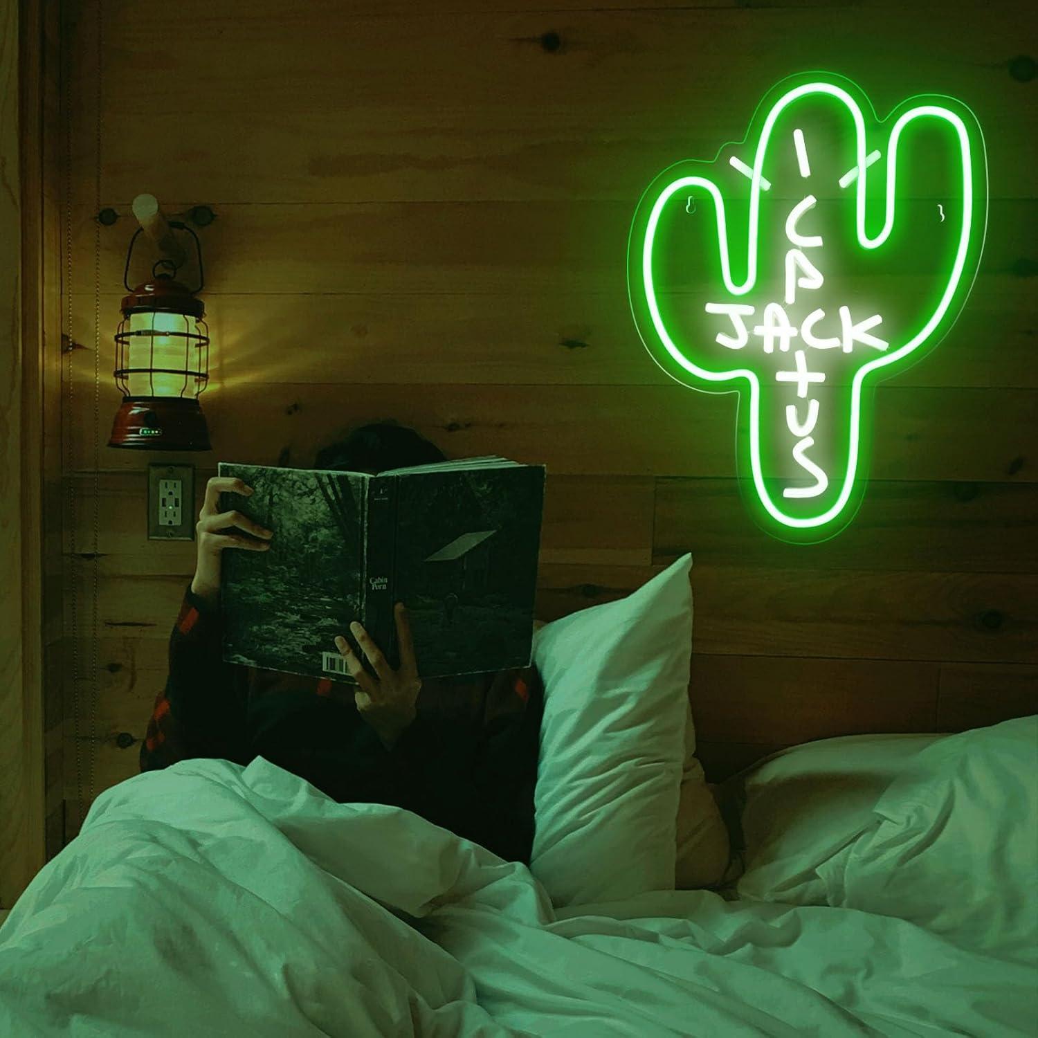 Luz Neon Cactus Jack Eoxuefo 39.9x30 cm Regulable USB