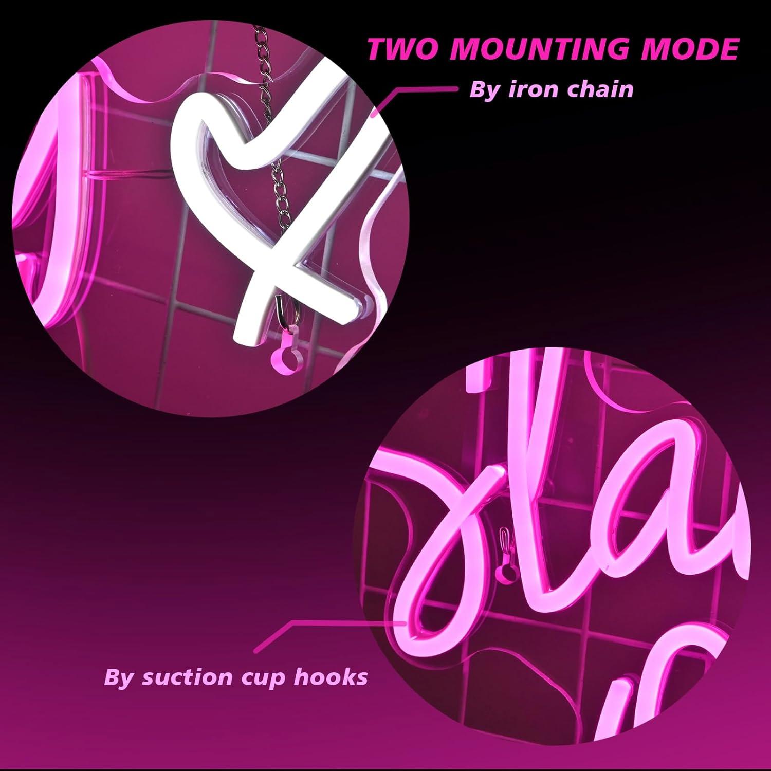 Letrero de Neón Slay Queen LED Rosa 32x40 cm para Decoración