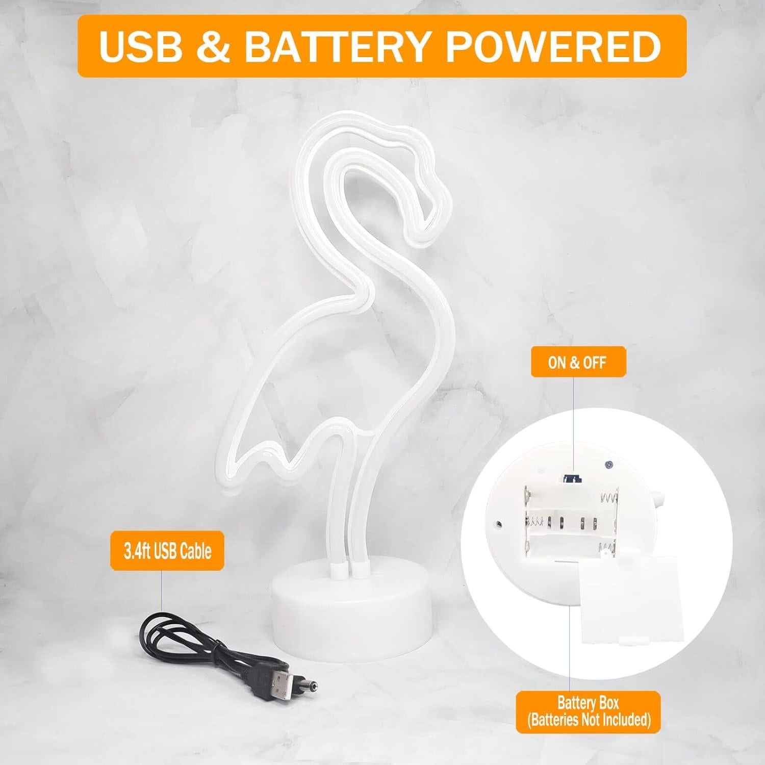 Luz de Neón LED Flamingo Rosa VIFULIN - Decoración Infantil