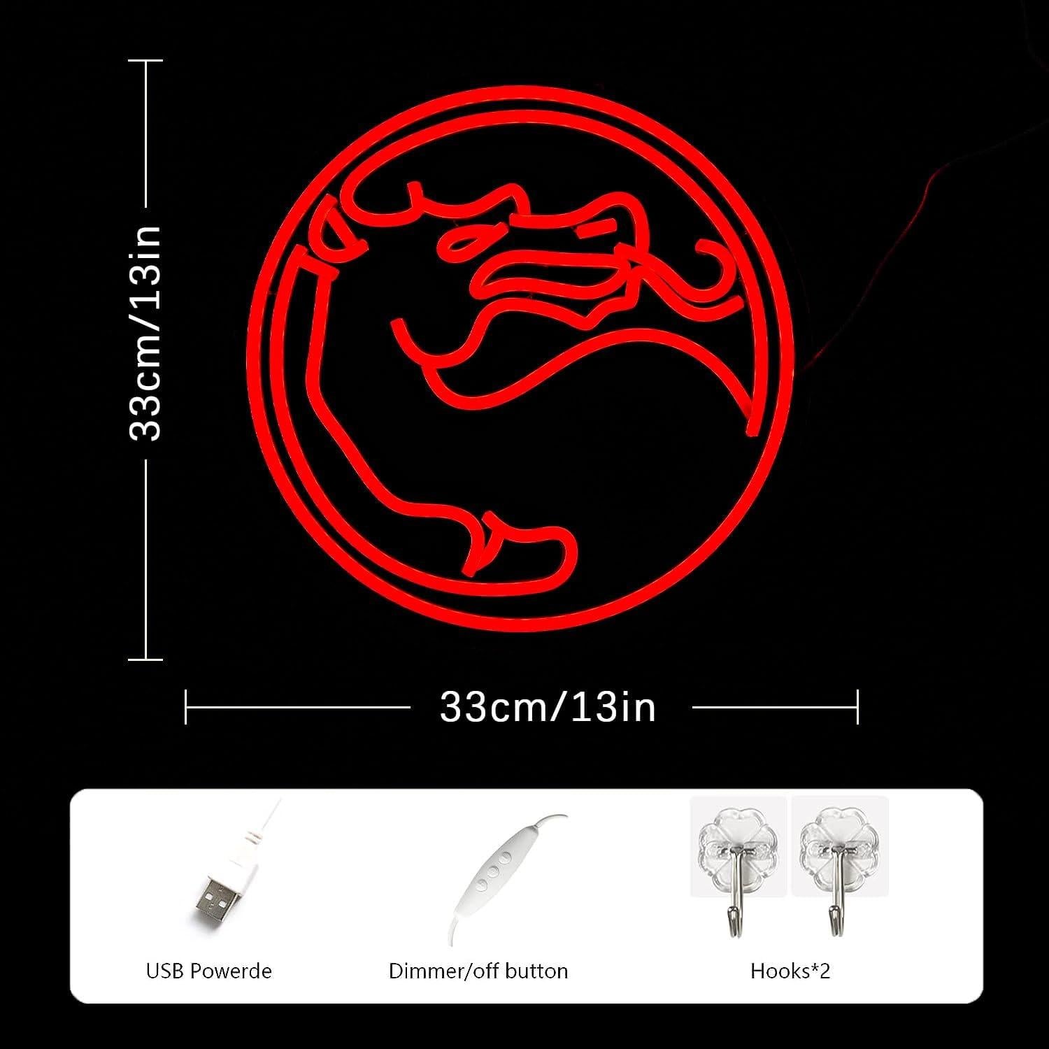 Luz de Neón Roja LMSIGNLY Dragón 33x33 cm LED Dimmable