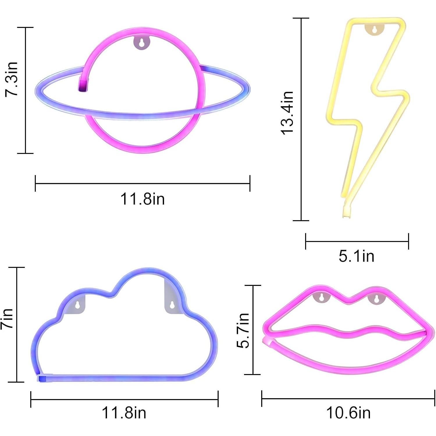 4 Pcs Luces de Noche Neón ZYP - Decoración Moderna LED