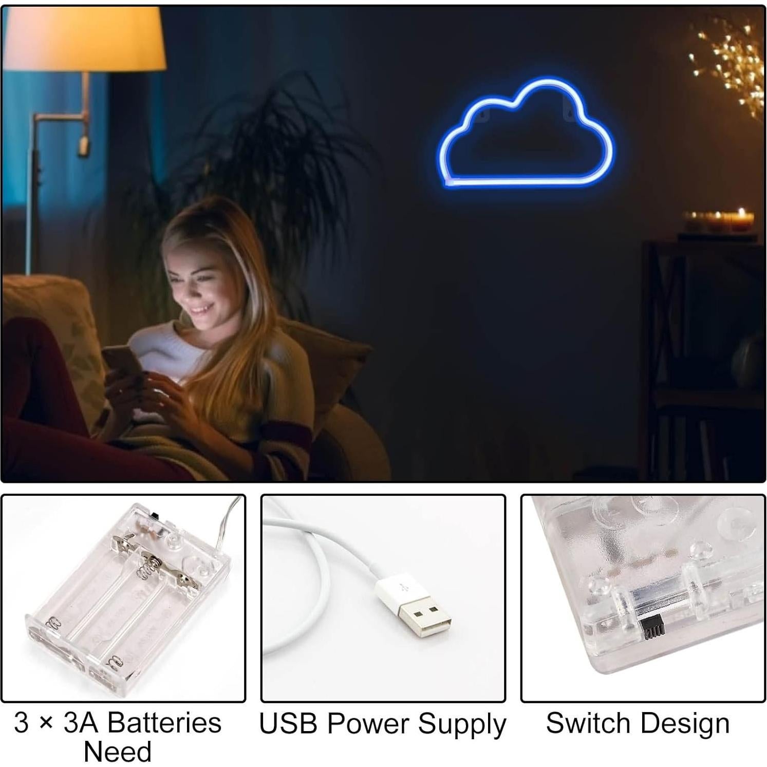 4 Pcs Luces de Noche Neón ZYP - Decoración Moderna LED