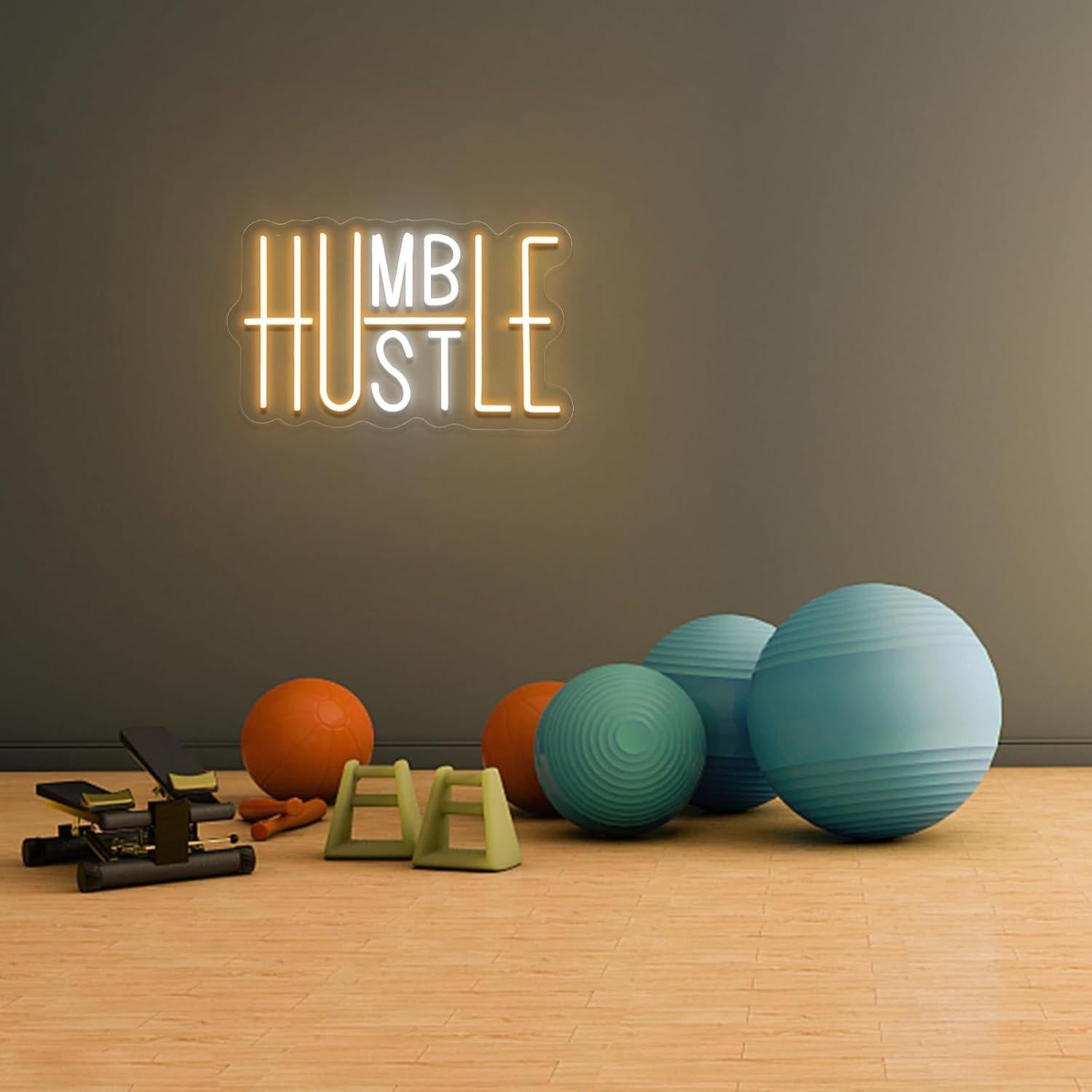 Luz de Neón Hustle LED Amarillo y Blanco 25x41 cm USB