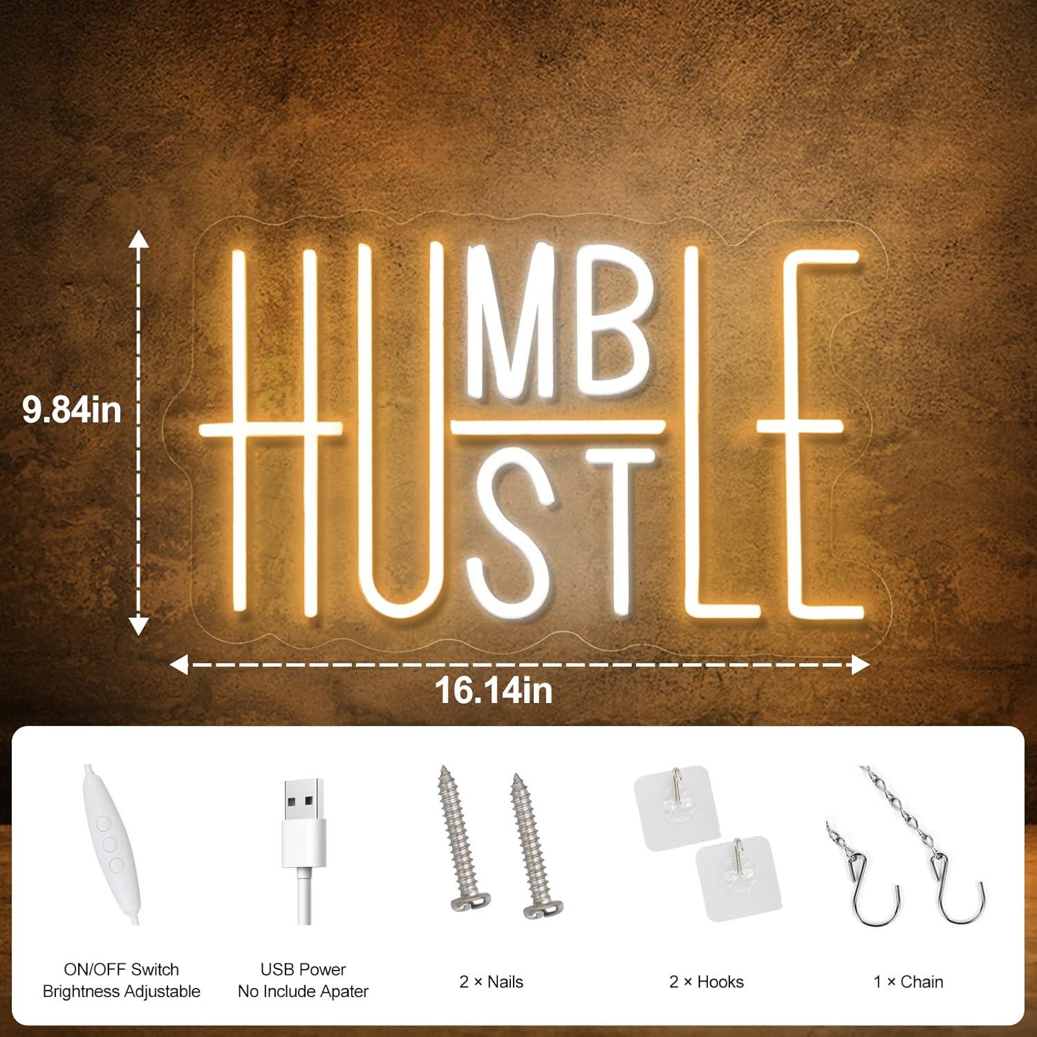 Luz de Neón Hustle LED Amarillo y Blanco 25x41 cm USB