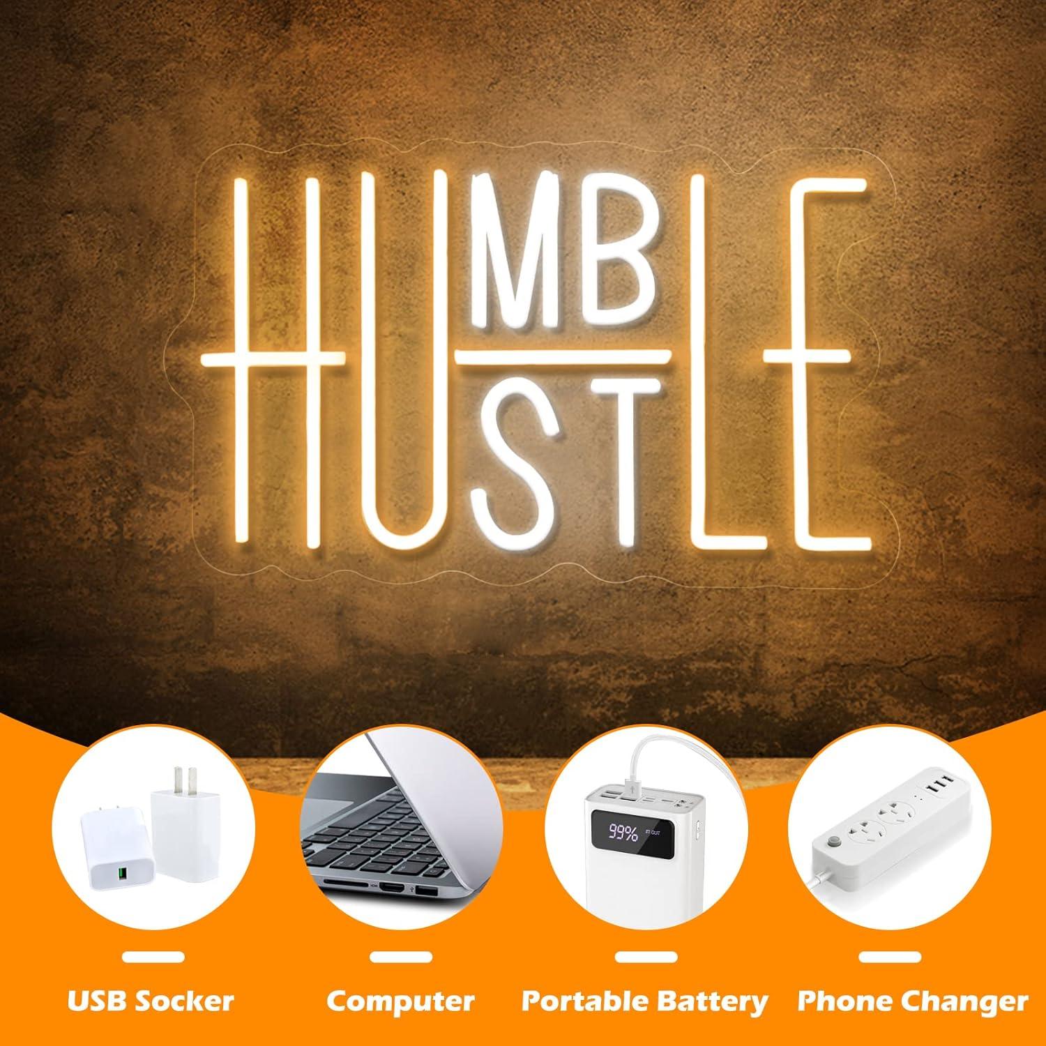 Luz de Neón Hustle LED Amarillo y Blanco 25x41 cm USB