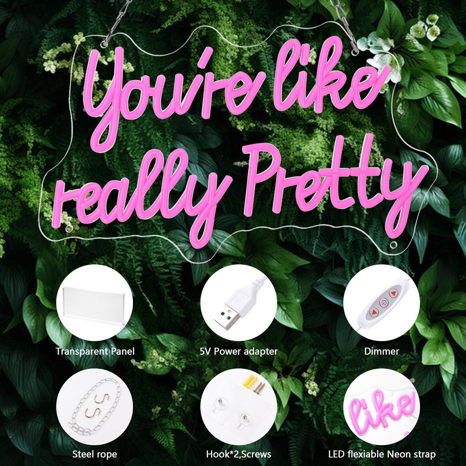 Letrero de Neón LED Rosa Yiedfino 38x23 cm Regulable