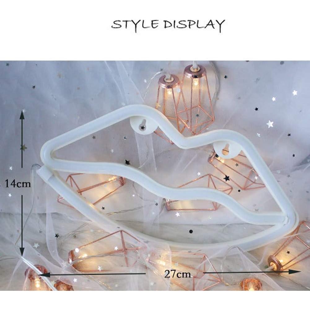 MorTime Cute Neon Signs, LED Neon Light for Party Supplies, Girls Room Decoration Accessory, Table Decoration, Children Kids Gifts (Lip Shaped)