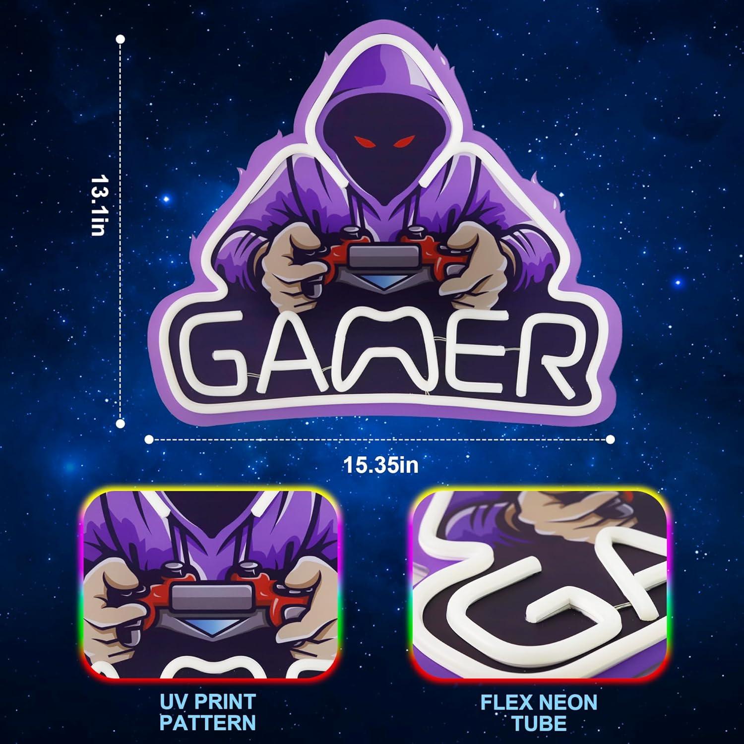Letrero Neon LED Gamer Kavaas 39x33 cm Decoración Pared