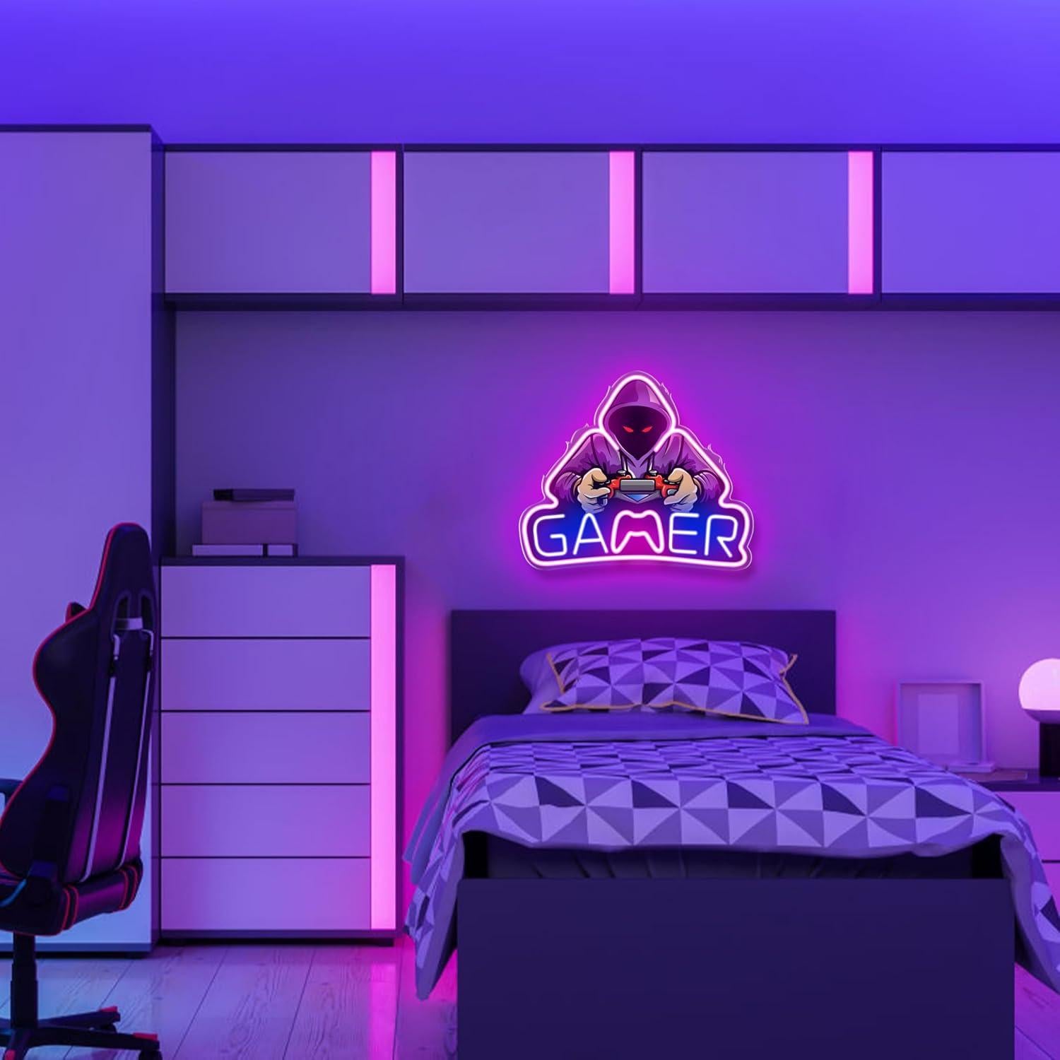 Letrero Neon LED Gamer Kavaas 39x33 cm Decoración Pared