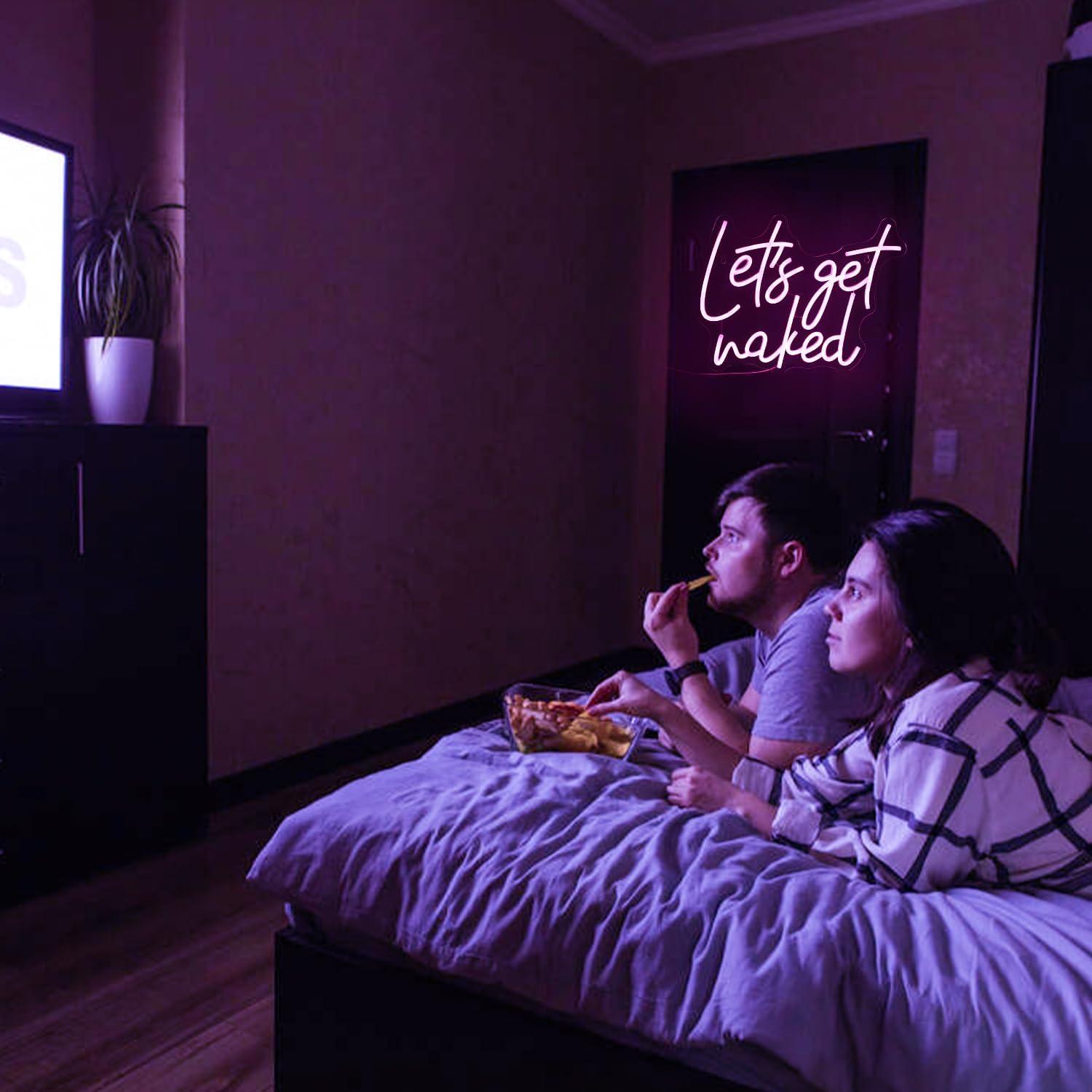 Let's Get Naked Neon Sign Pink Neon Light Lady Neon Signs for Wall Decor Letter LED Neon Lights for Bedroom Girls Room Dormitory Stoe Decoration(15.7"x11.8")