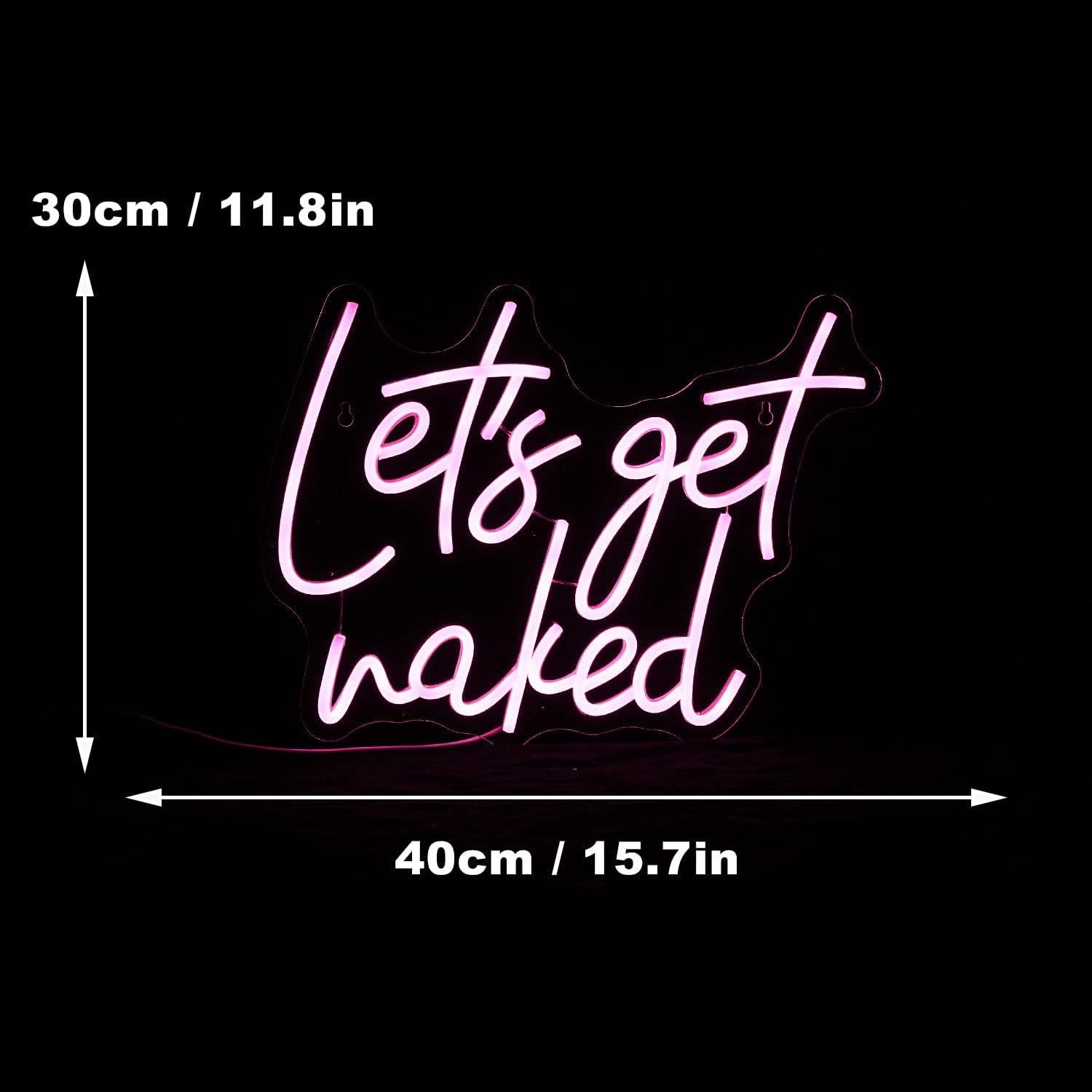 Let's Get Naked Neon Sign Pink Neon Light Lady Neon Signs for Wall Decor Letter LED Neon Lights for Bedroom Girls Room Dormitory Stoe Decoration(15.7"x11.8")