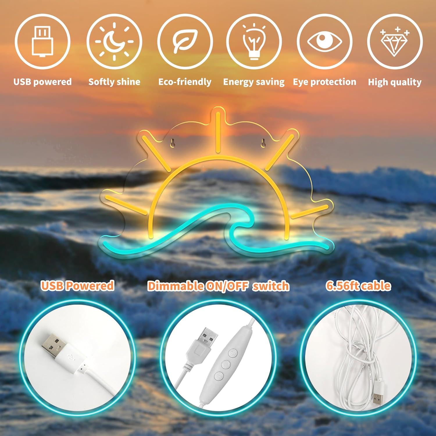 Luz de Neón LED Amanecer Atardecer 39.9x25.9 cm Decoración