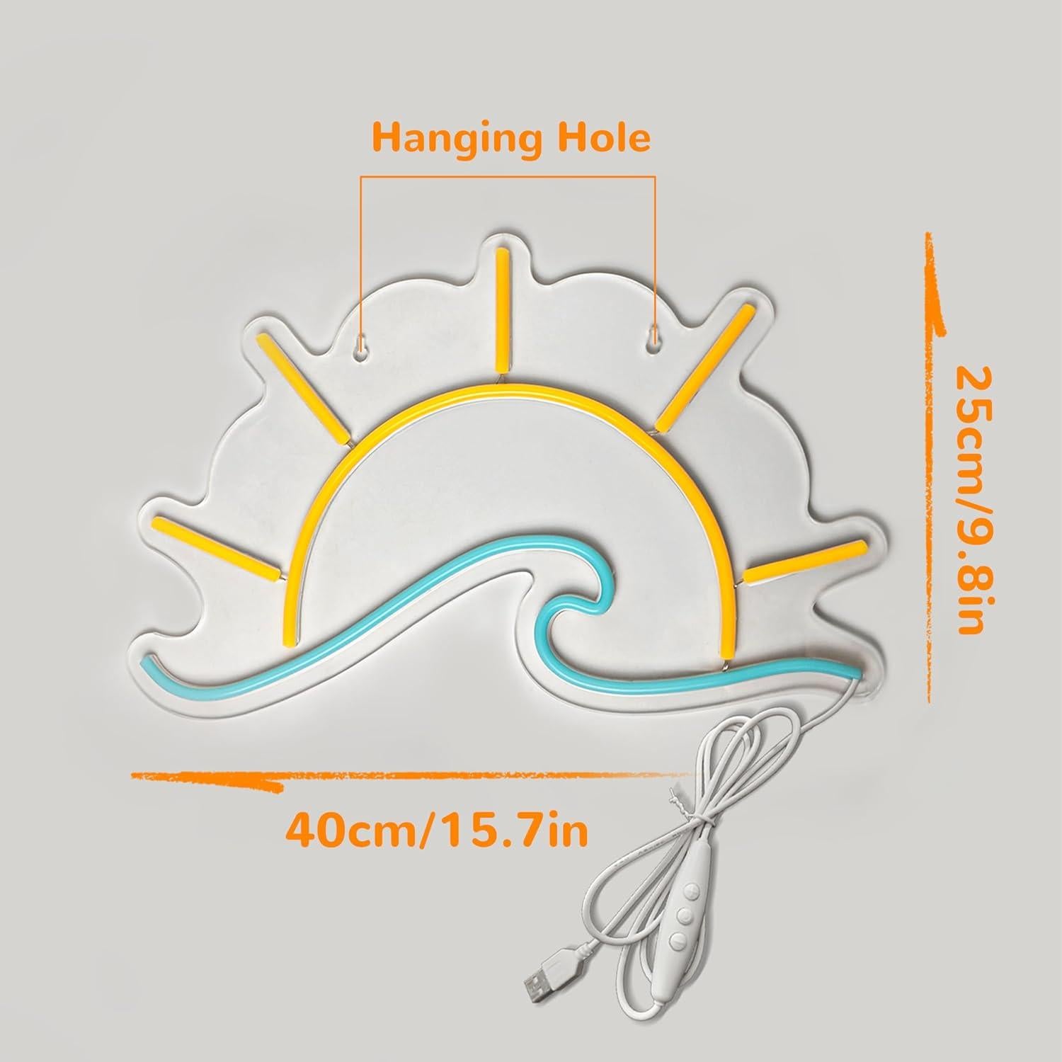 Luz de Neón LED Amanecer Atardecer 39.9x25.9 cm Decoración