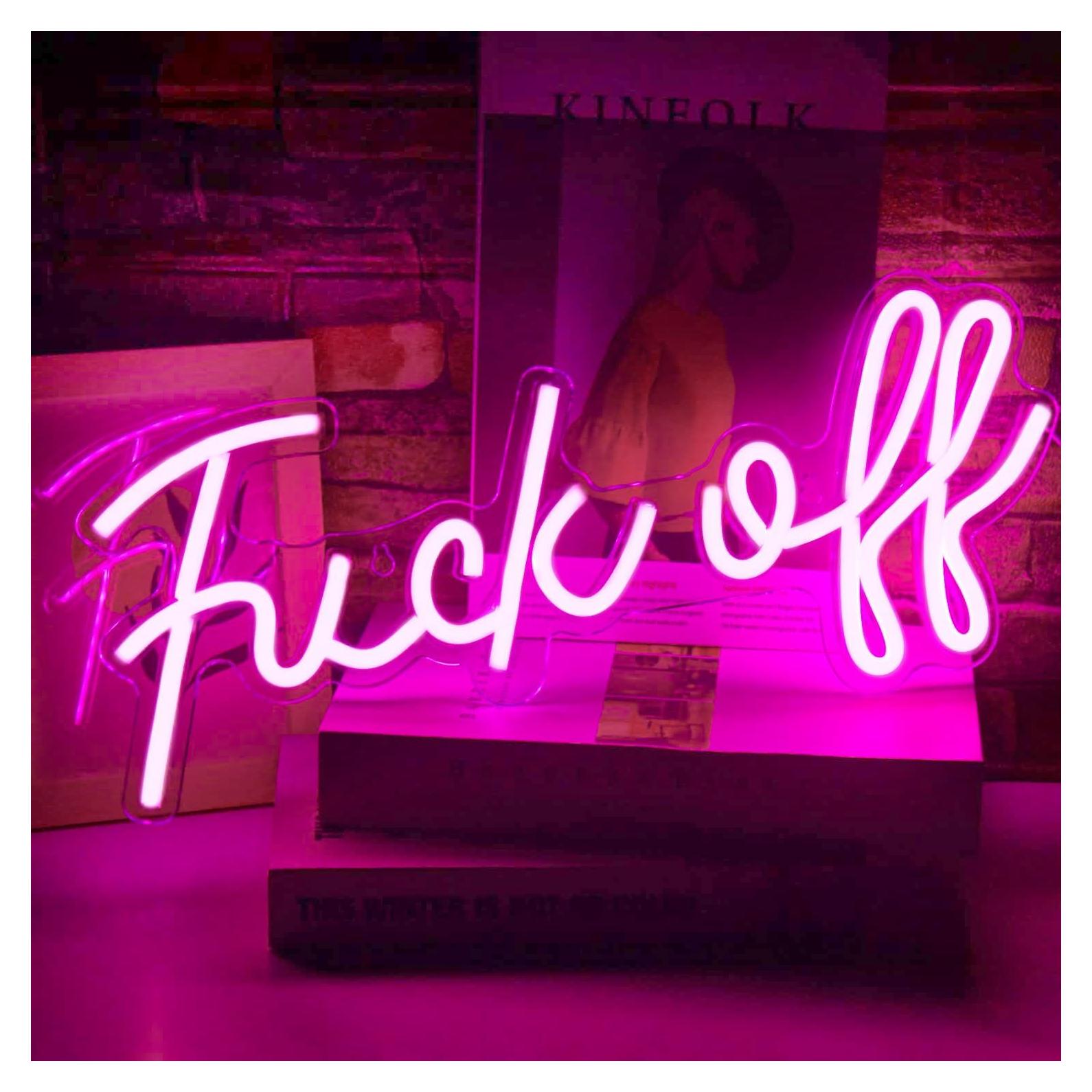 Cartel de Neón LUCUNSTAR Rosa Fuck Off 44x20 cm LED