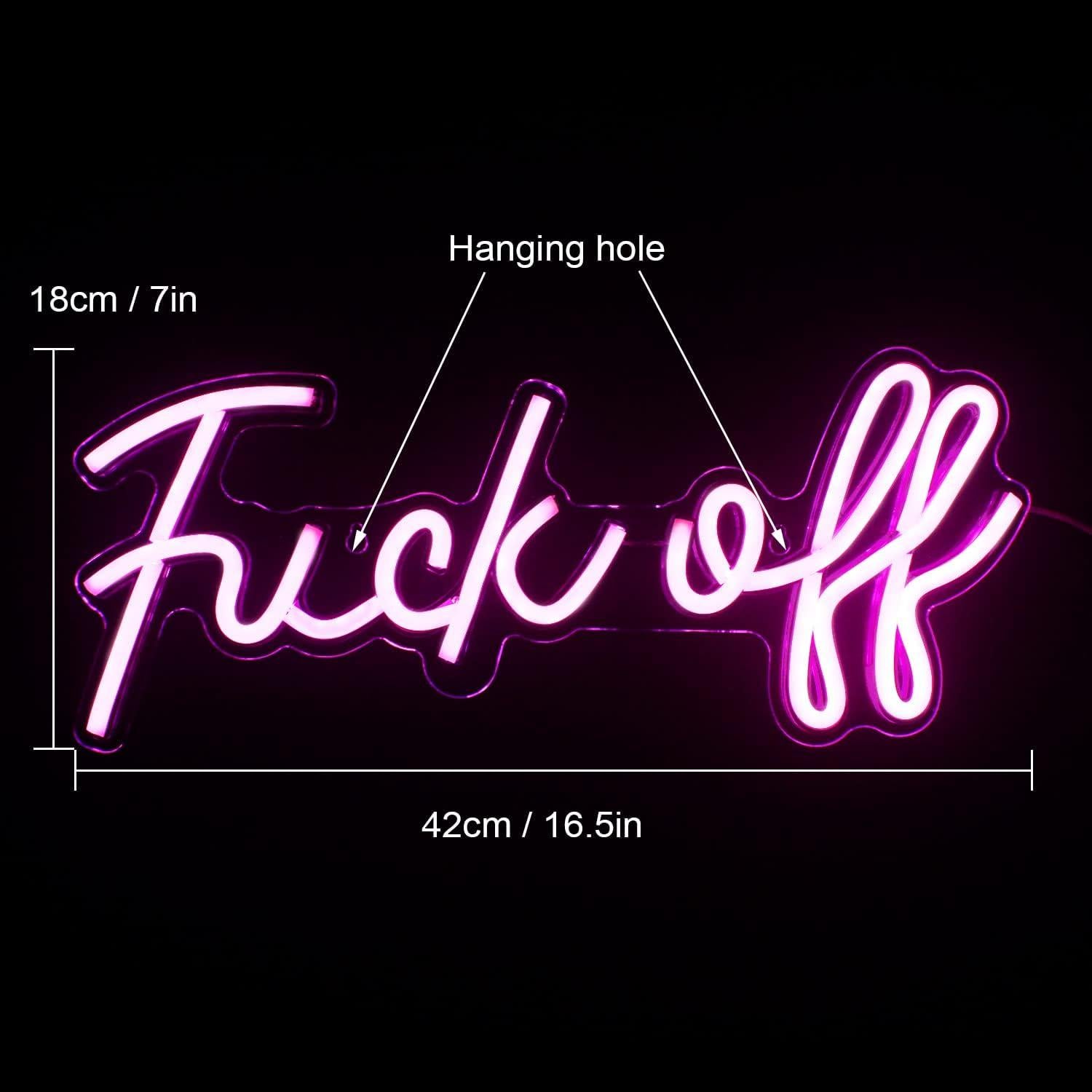 Cartel de Neón LUCUNSTAR Rosa Fuck Off 44x20 cm LED