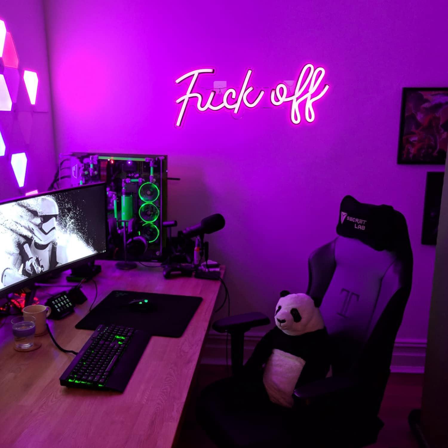 Cartel de Neón LUCUNSTAR Rosa Fuck Off 44x20 cm LED