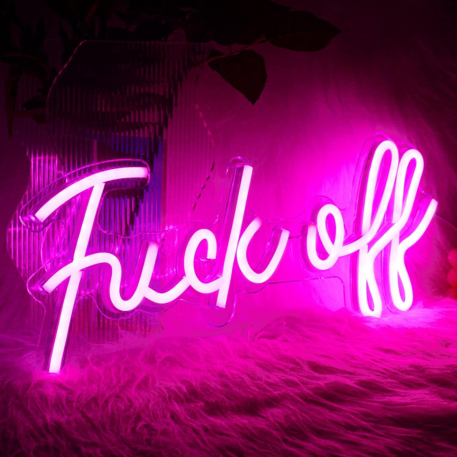 Cartel de Neón LUCUNSTAR Rosa Fuck Off 44x20 cm LED