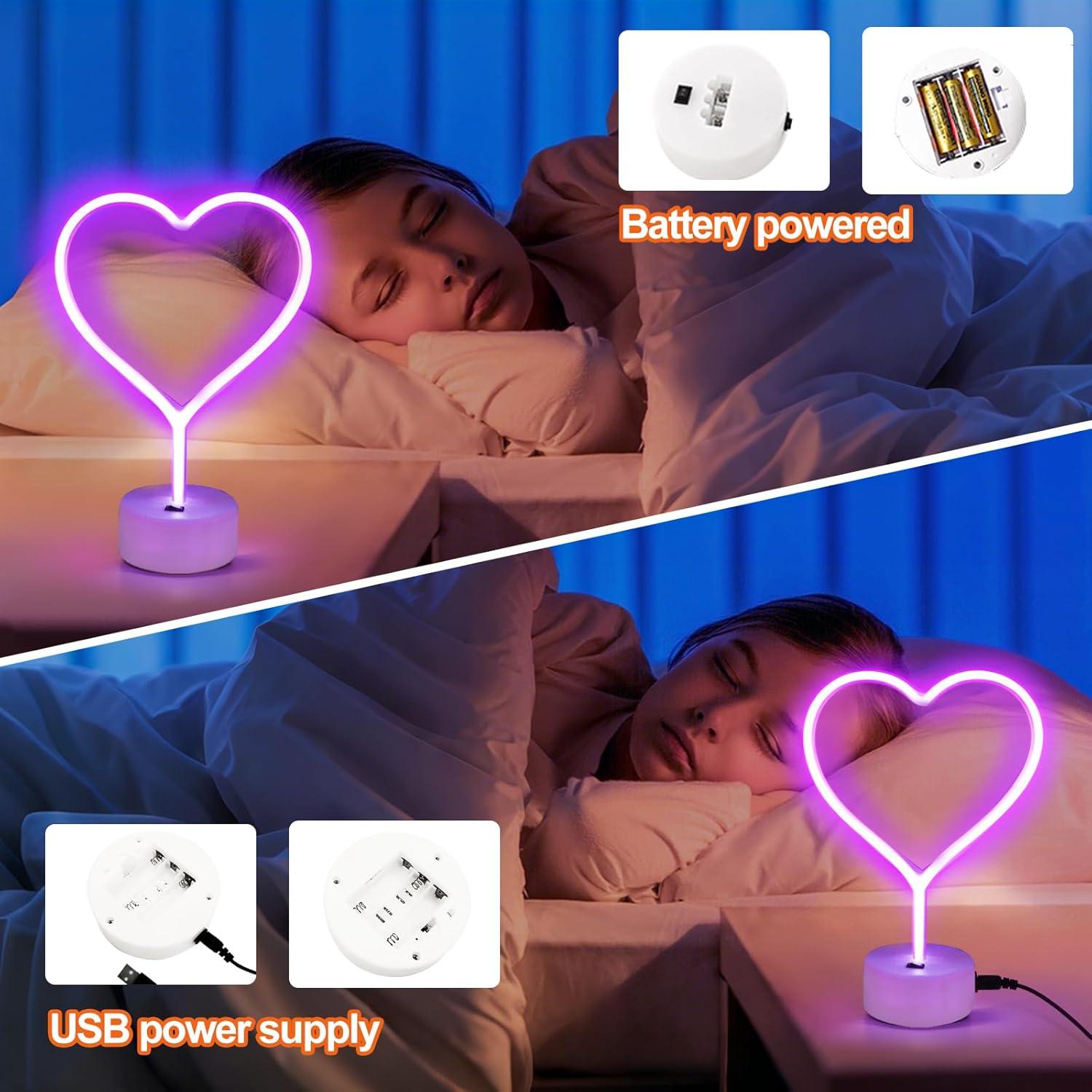 Letrero Neón Corazón UrsaMajor LED Morado para Decoración