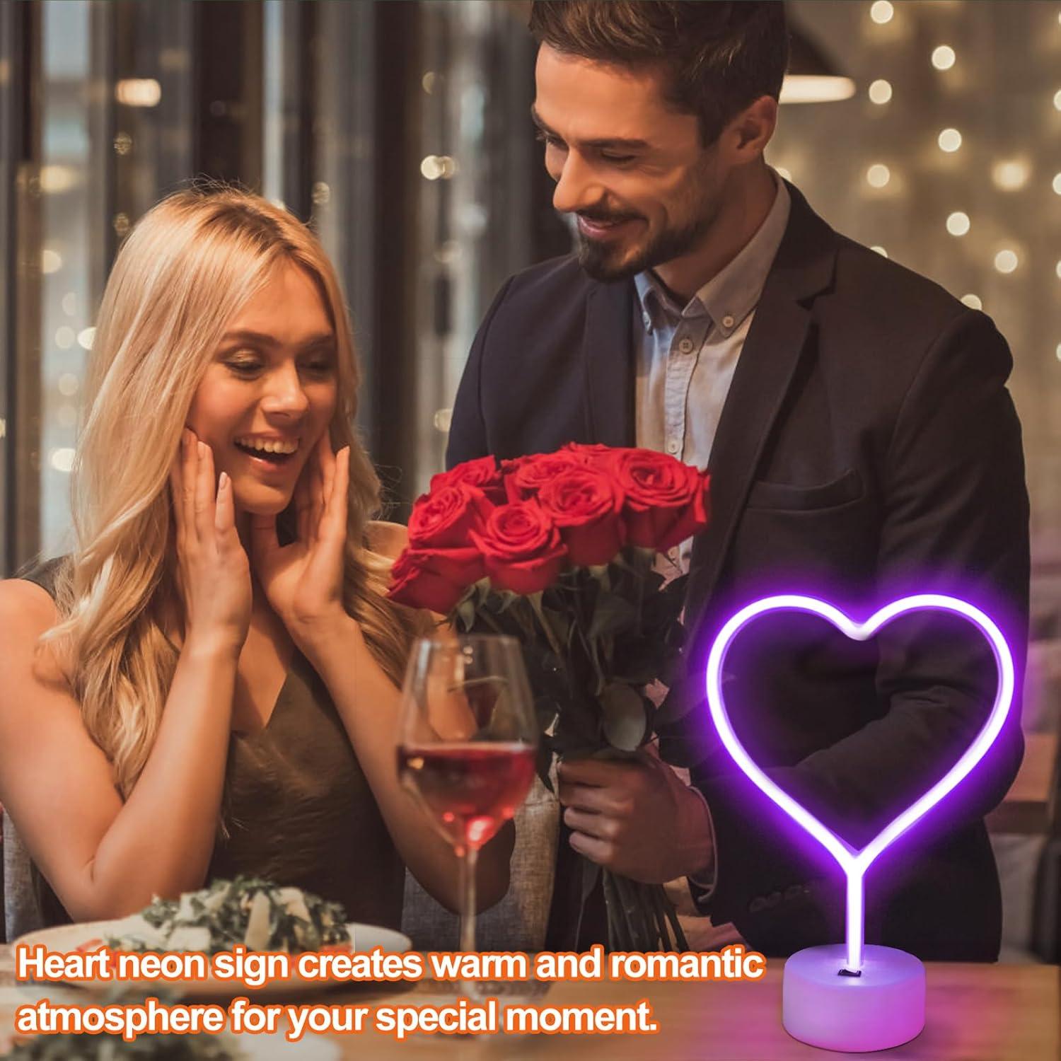 Letrero Neón Corazón UrsaMajor LED Morado para Decoración