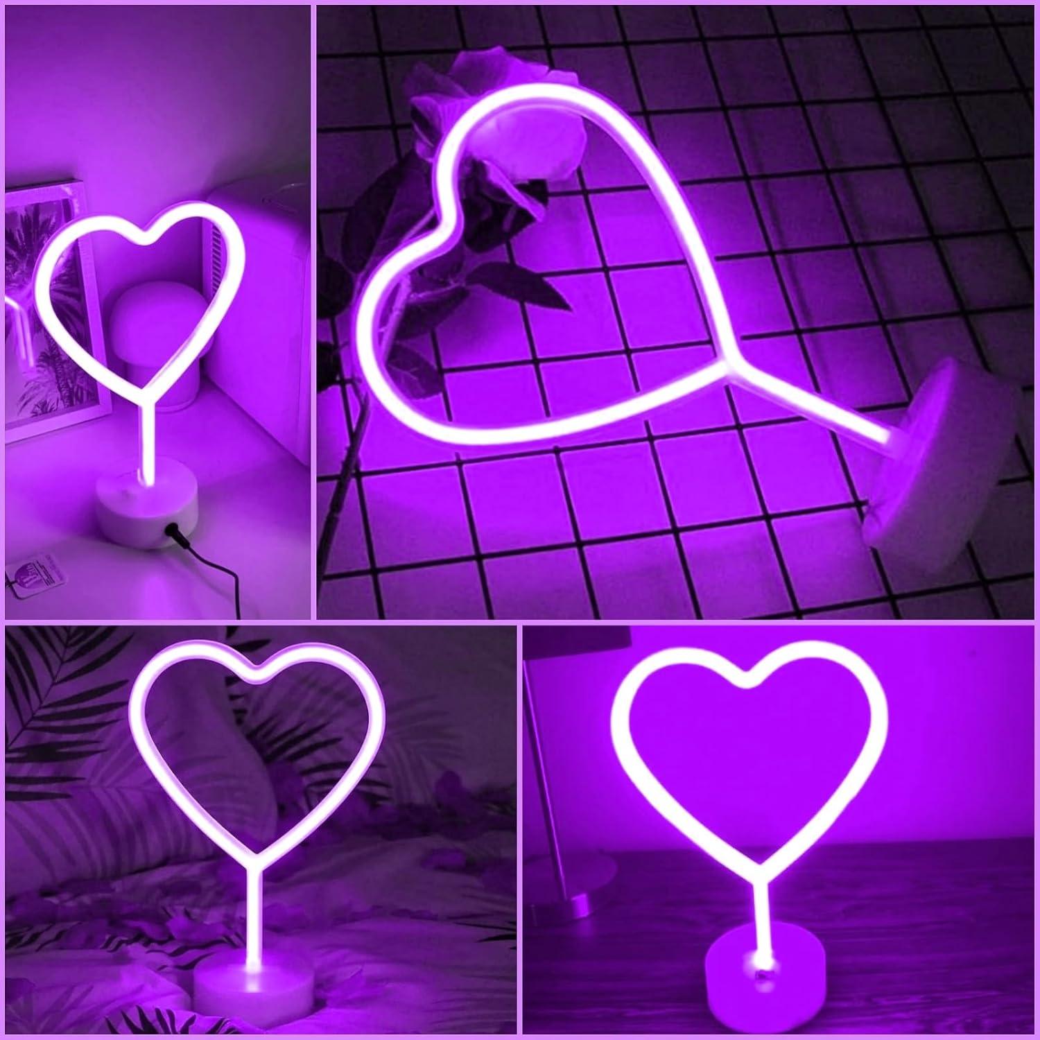 Letrero Neón Corazón UrsaMajor LED Morado para Decoración
