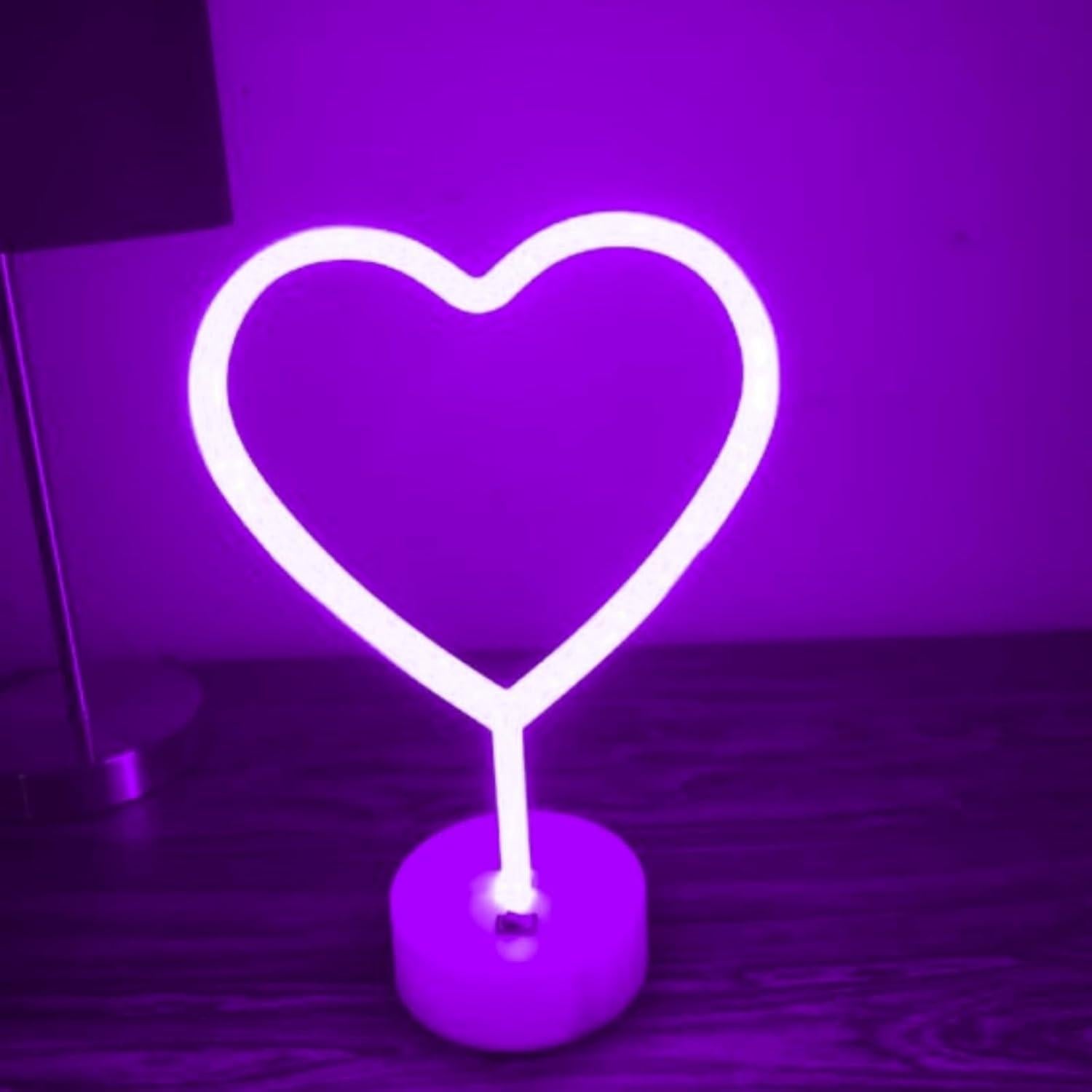 Letrero Neón Corazón UrsaMajor LED Morado para Decoración